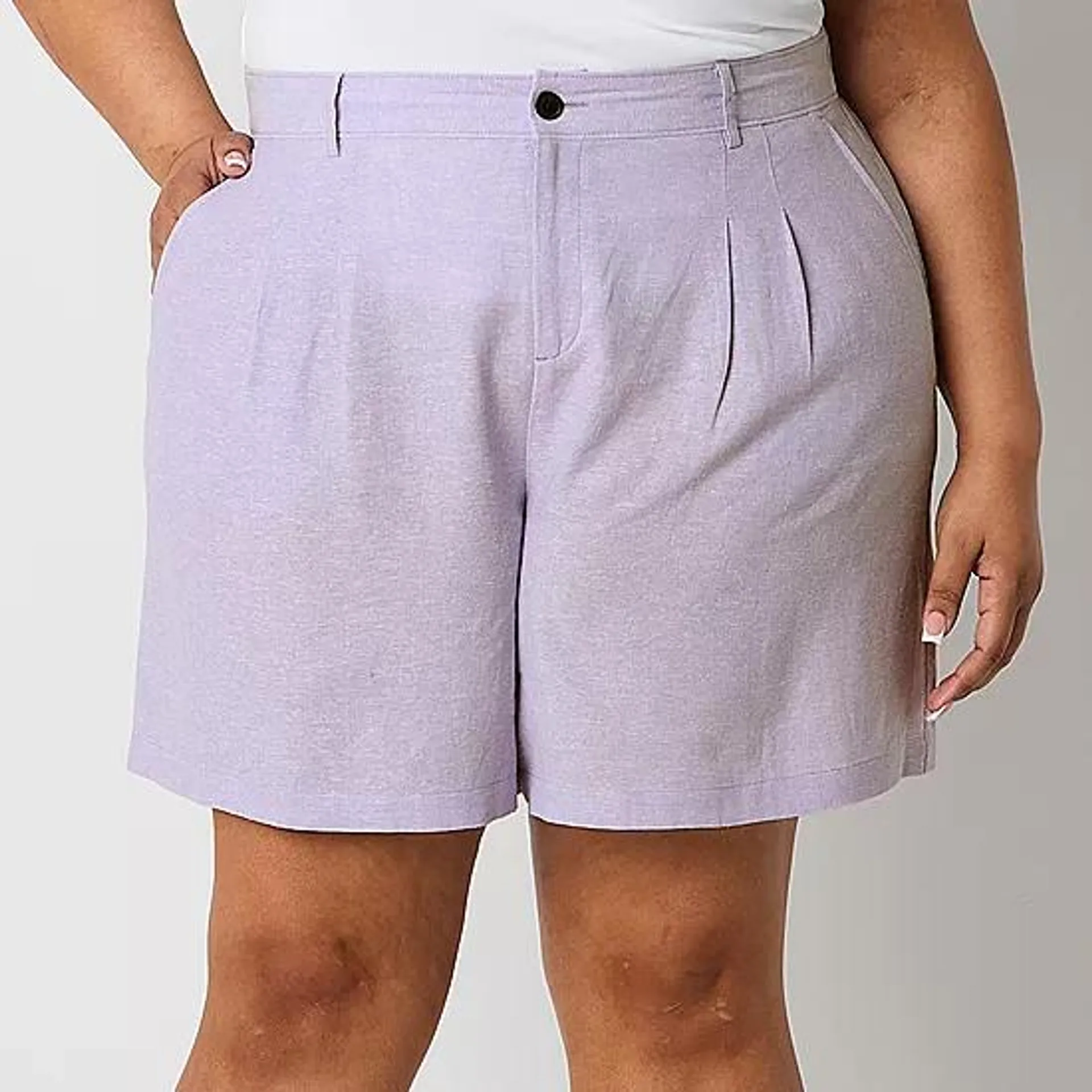 Liz Claiborne Womens Mid Rise Pleated Short Plus