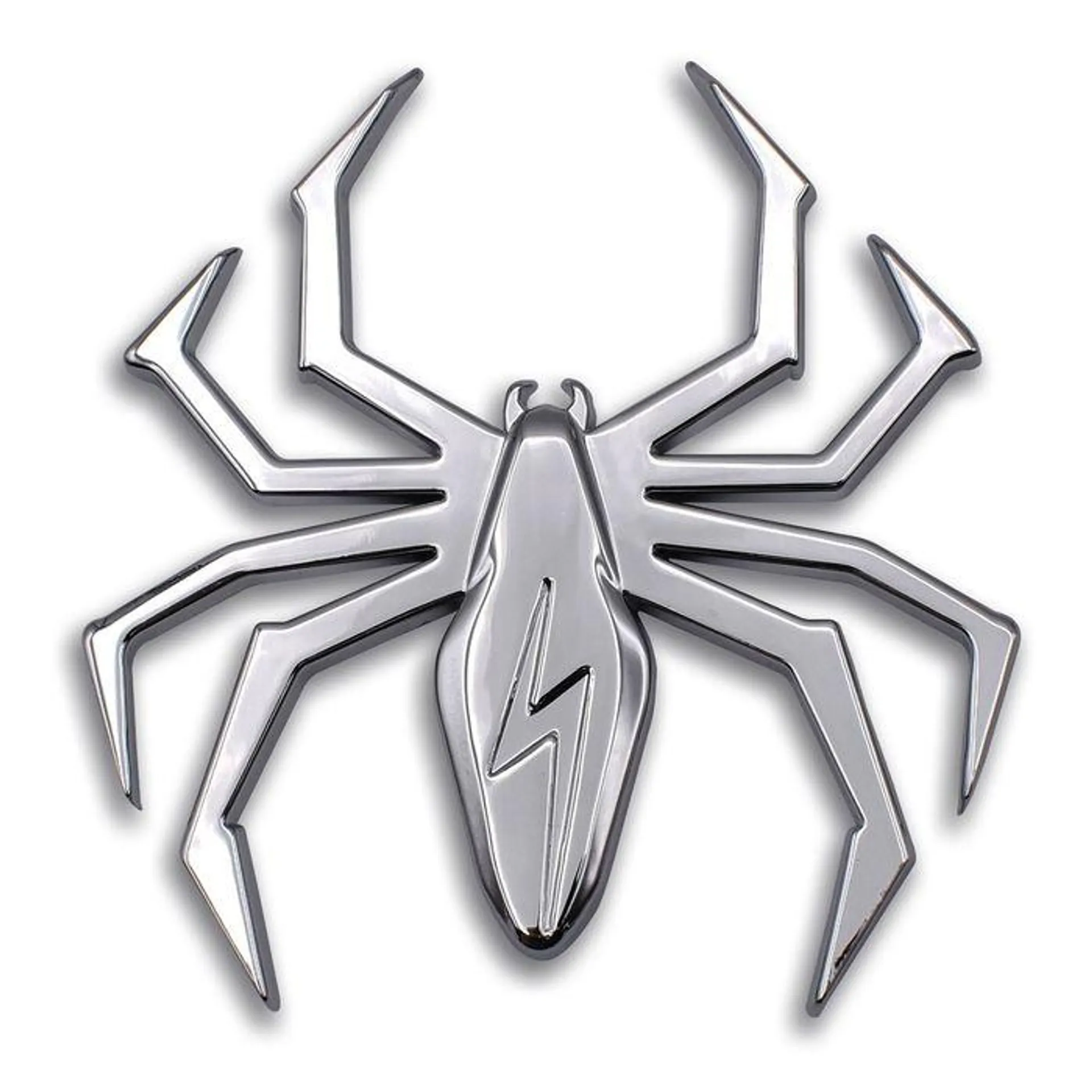 Elektroplate 3 1/4in x 3 1/4in Shiny Chrome Metal Head Collection Lightning Spider Auto Emblem