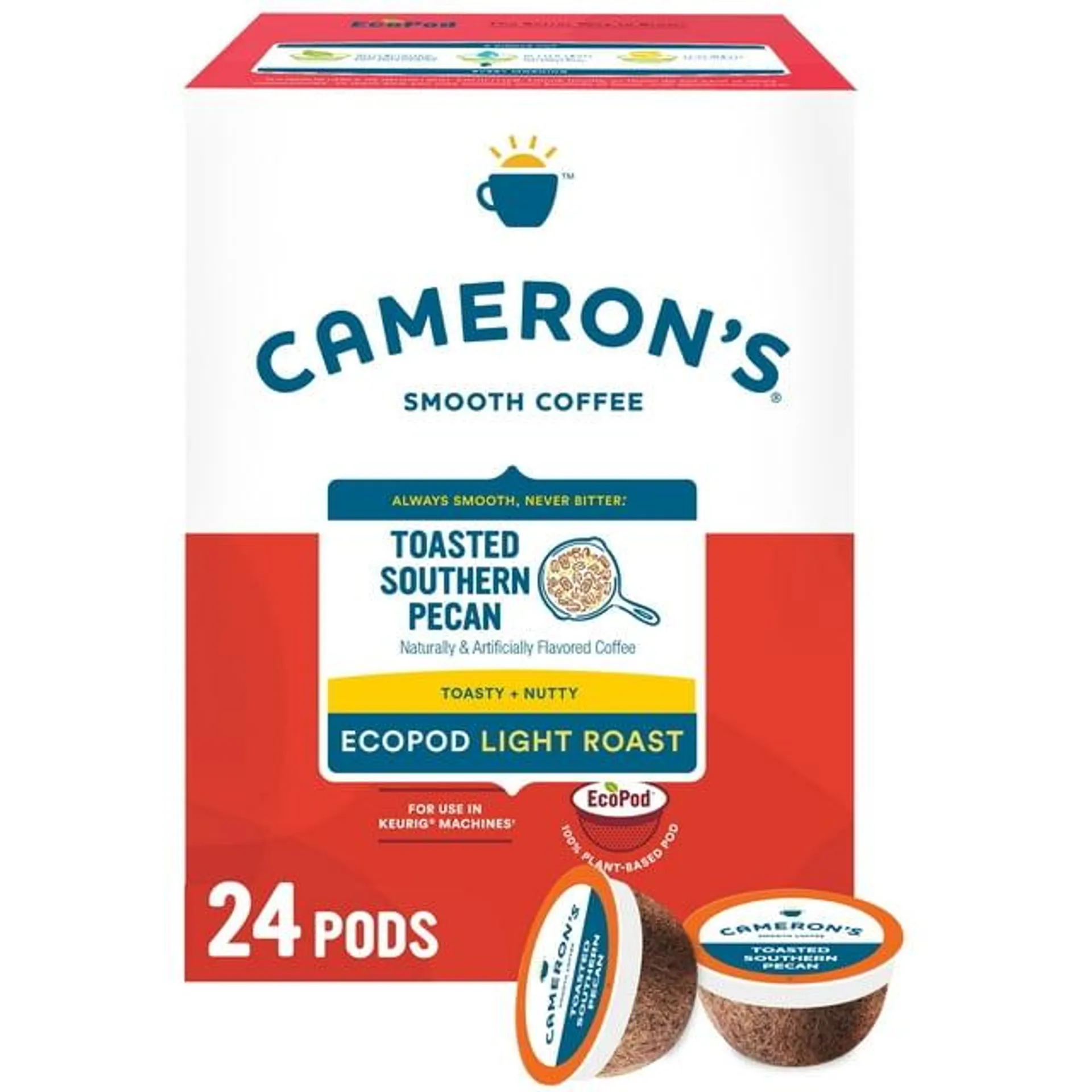 Cameron's Toasted Southern Pecan Coffee Pods Light Roast Coffee 24 ct. Ecopods