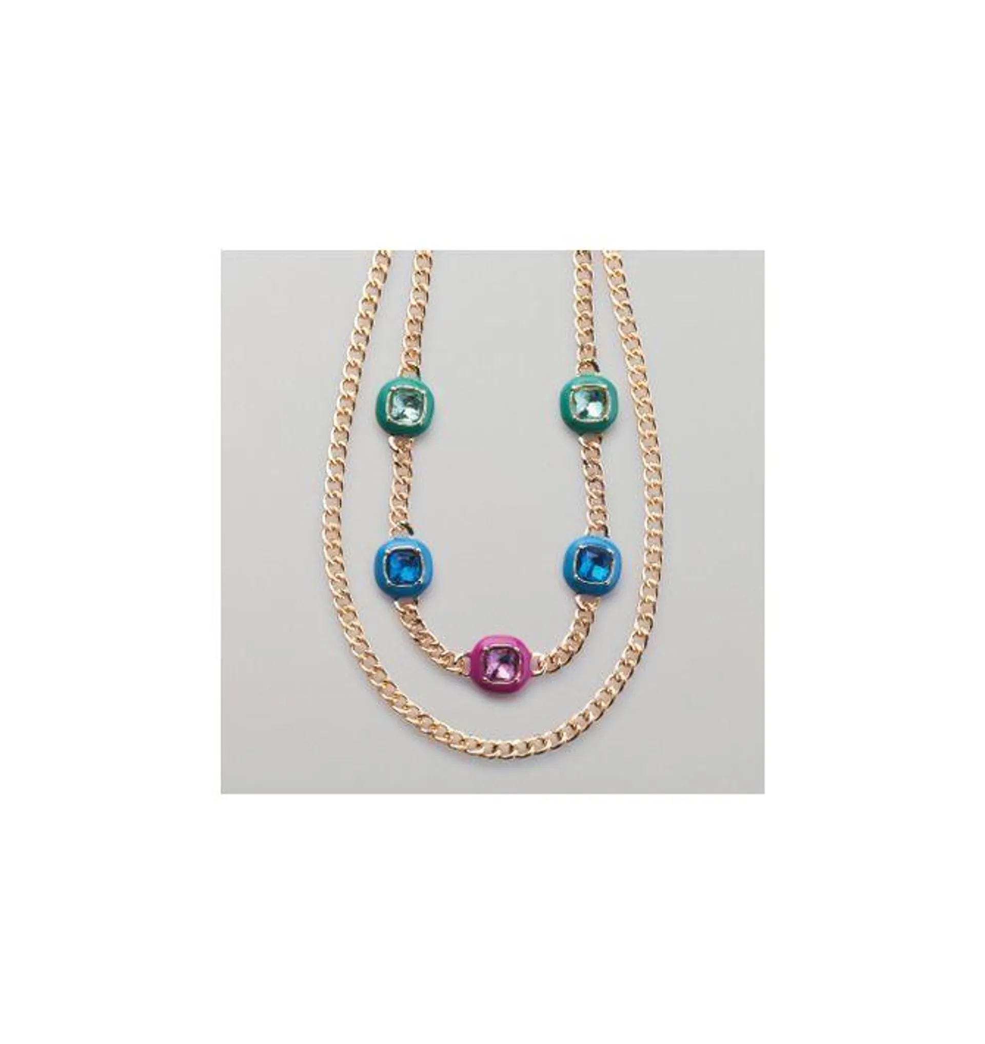 Vibrant Enamel Jewel Necklace