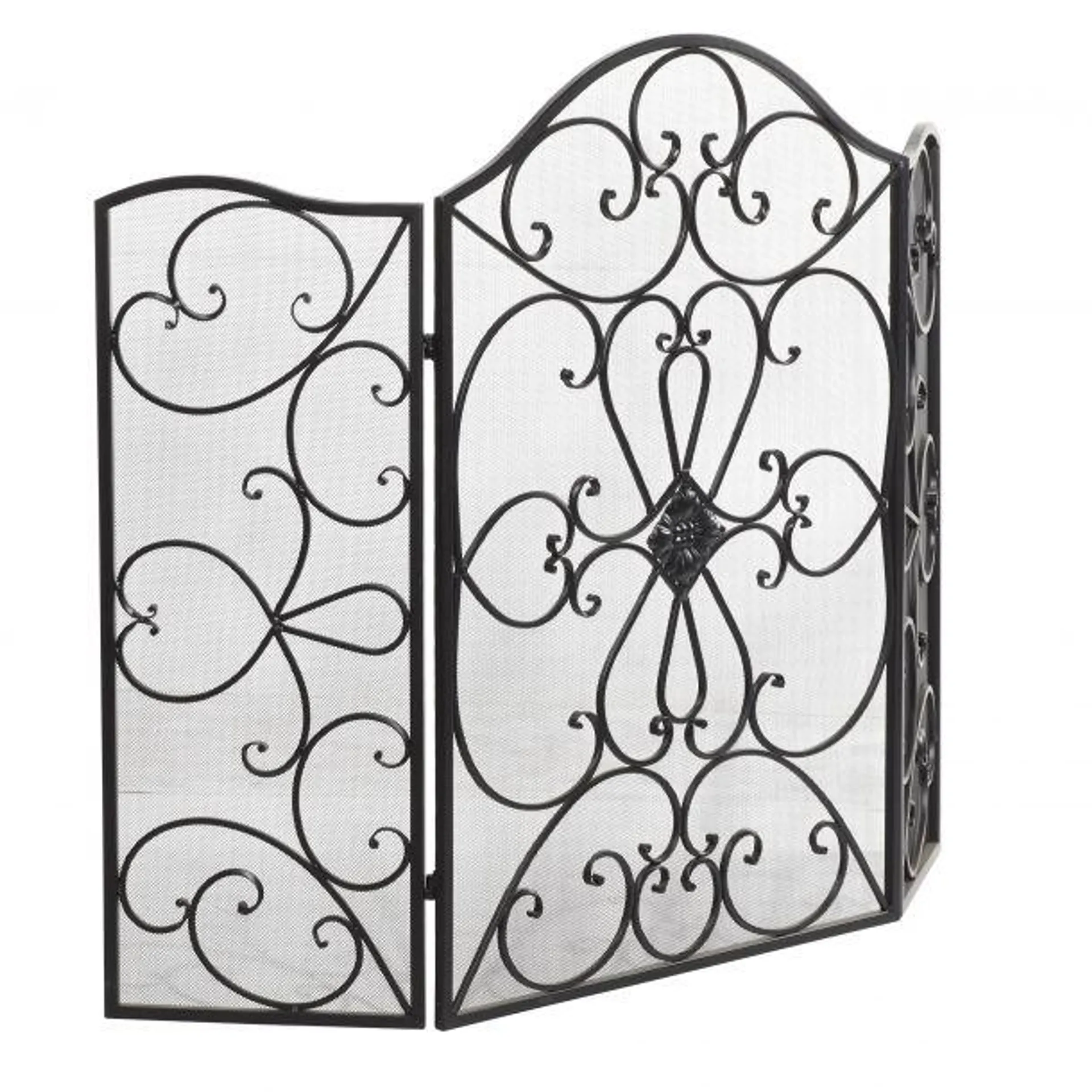 Black Metal Traditional Fireplace Screen, 36 x 49 x 1