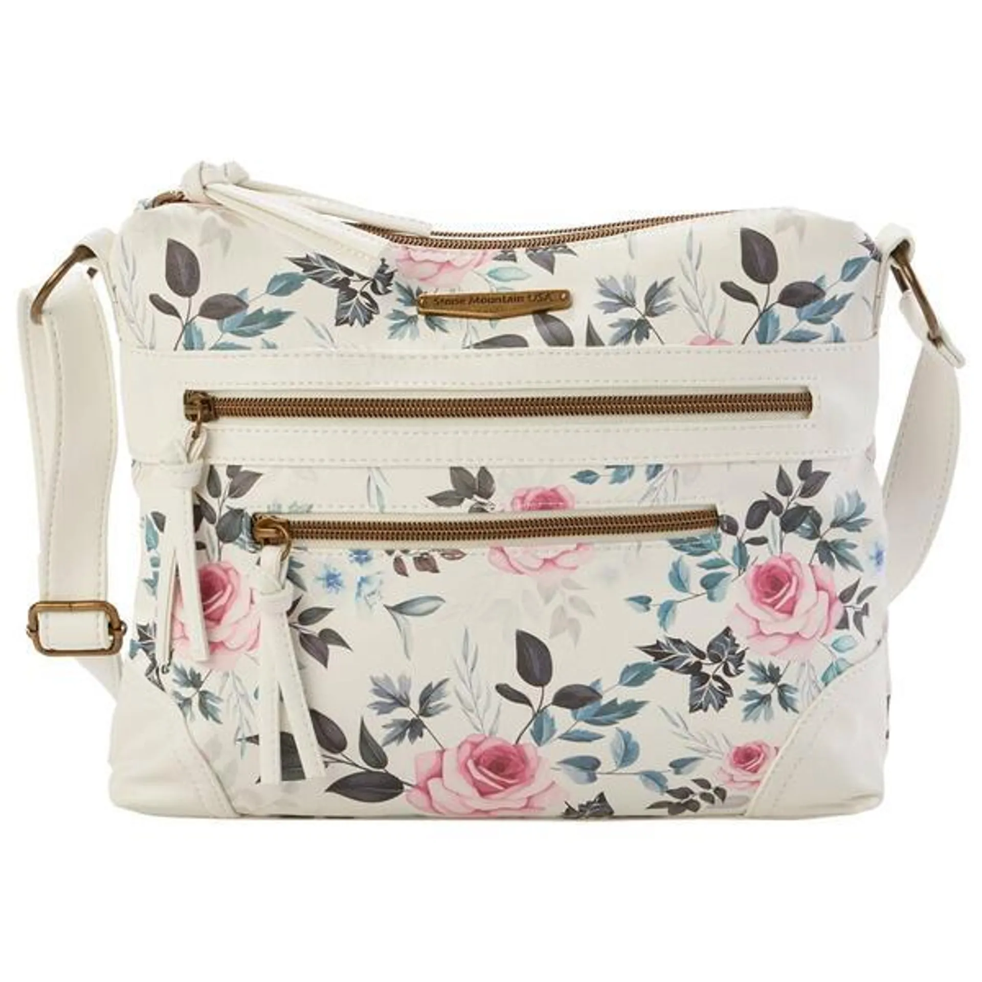 Stone Mountain Vintage Rose Washed Floral Irene Crossbody - White