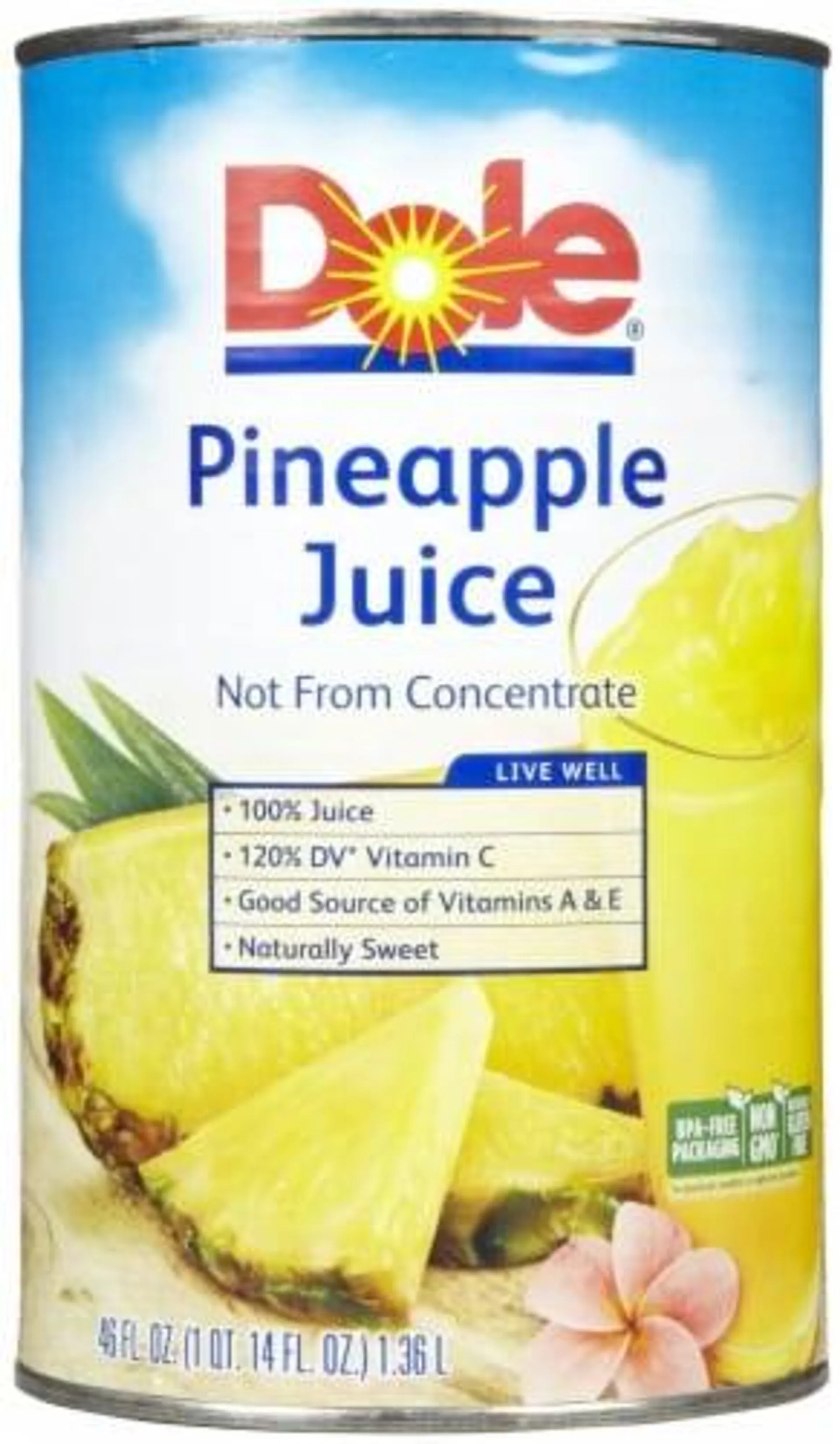 Dole 100% Pineapple Juice - 46 oz (Pack of 14)