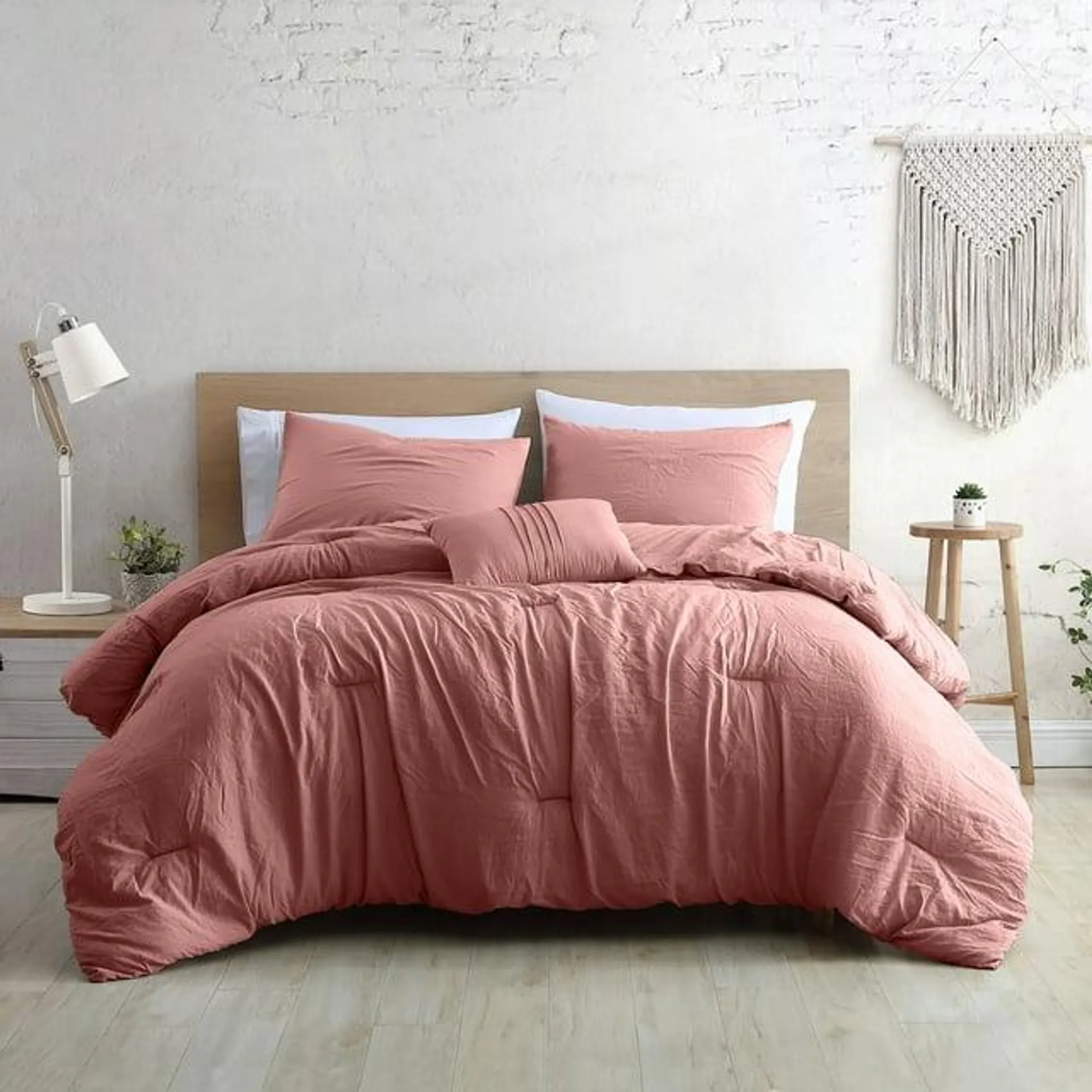 Modern Threads Beck 4-Piece Garment Washed Adult Comforter Set, Dark Rose, King