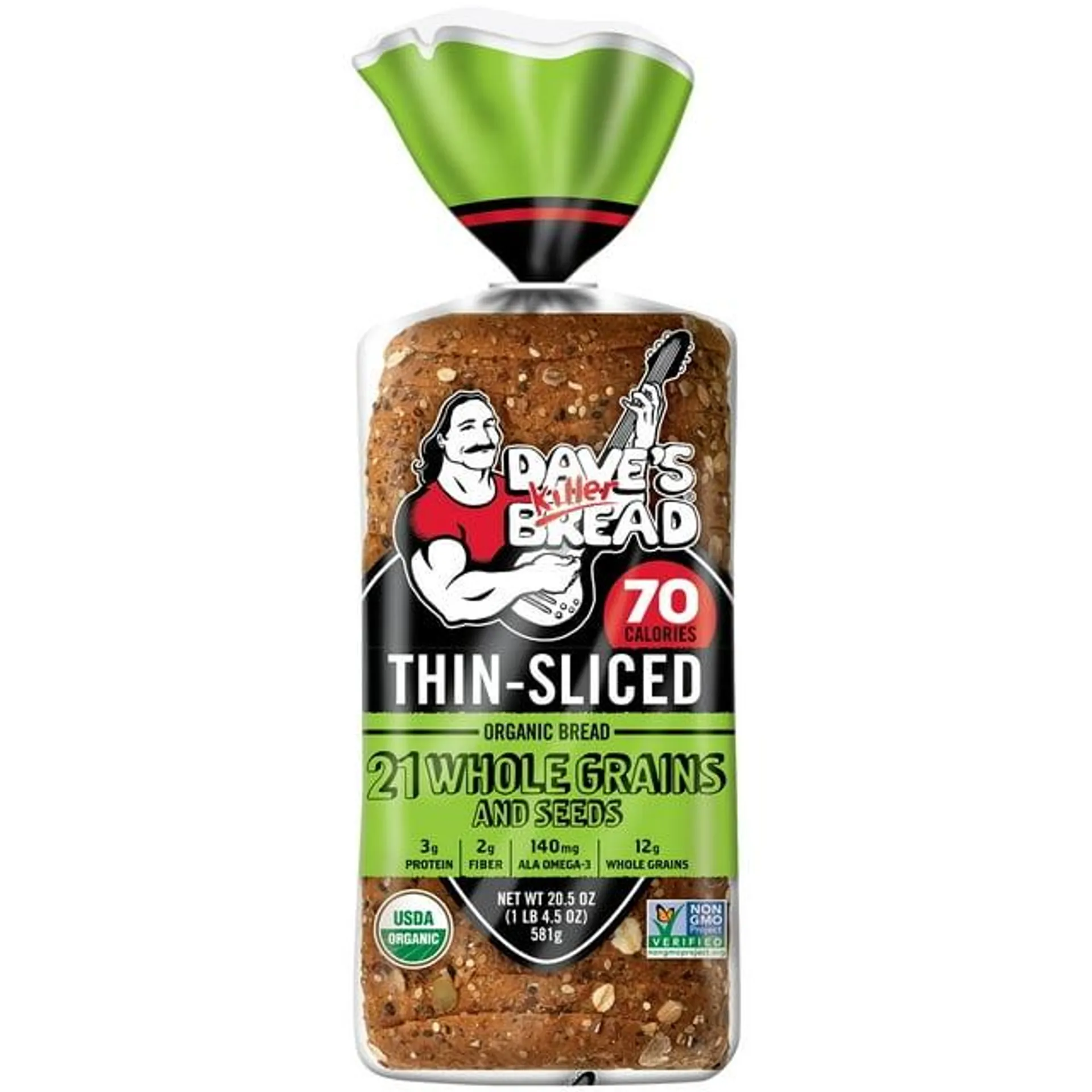 Dave's Killer Bread® Thin Sliced 21 Whole Grains and Seeds Organic Bread 20.5 oz. Loaf