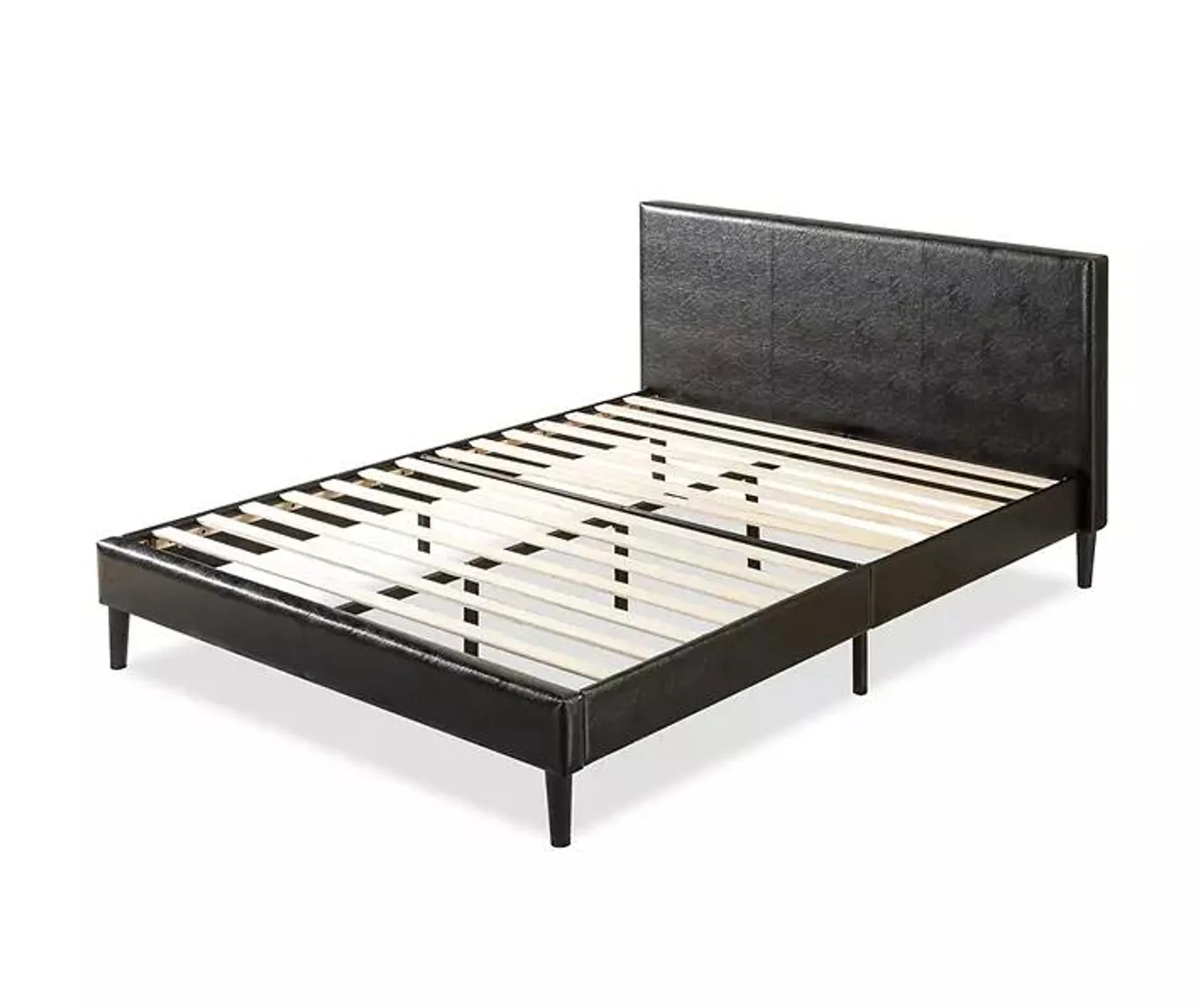 Jade Black Faux Leather Full Platform Bed