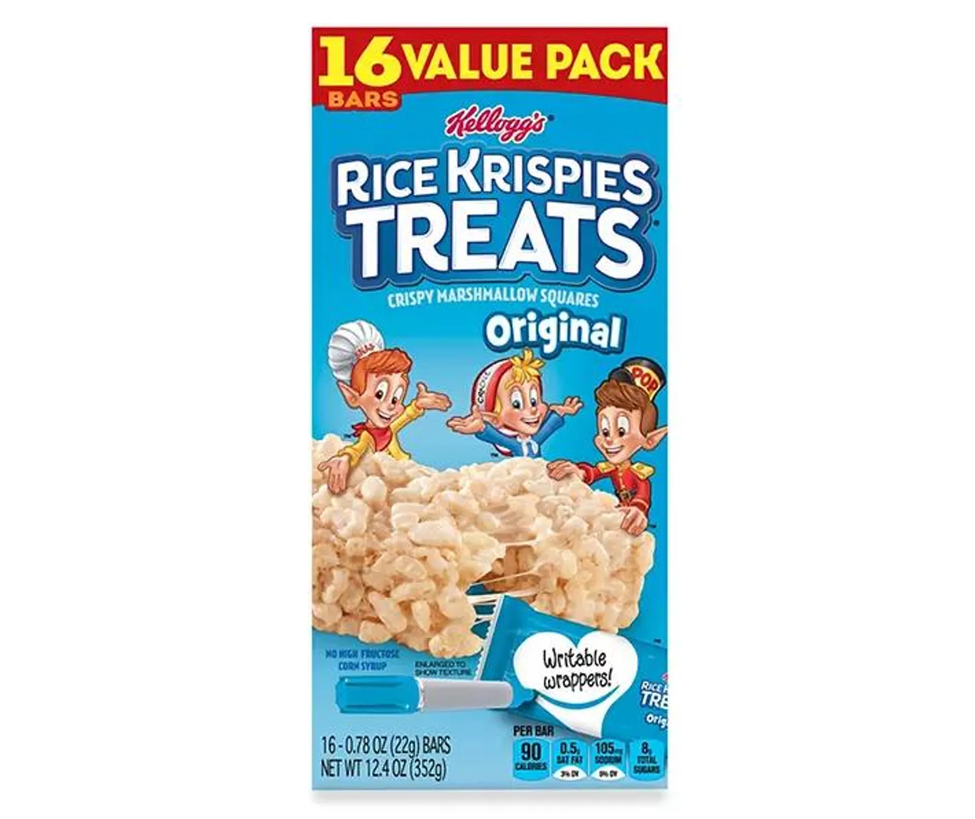 Kellogg's Rice Krispies Treats Crispy Marshmallow Squares, Original, 12.4 oz, 16 Count