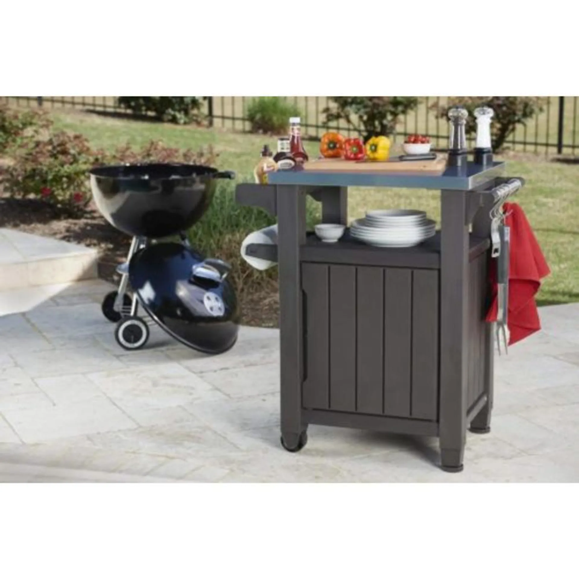 Keter Unity BBQ Entertainment Storage Table/Prep Station