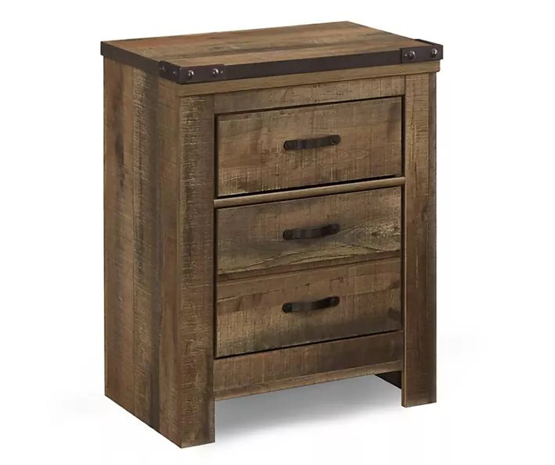 Rustic 2-Drawer Nightstand with USB Charging