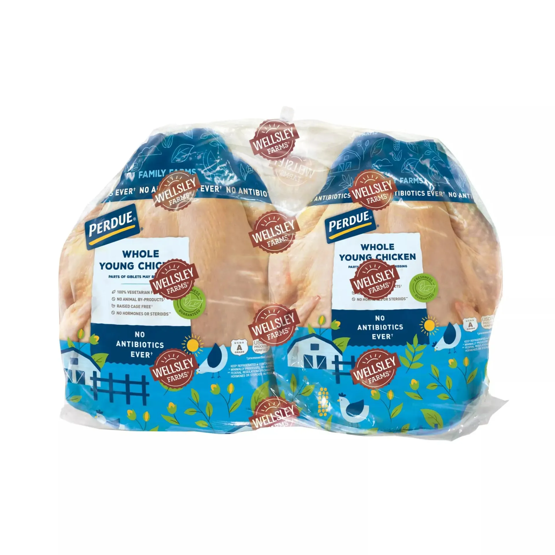 Wellsley Farms Fresh Whole Chicken with Giblets Twin Pack, 9.5-13 lbs.