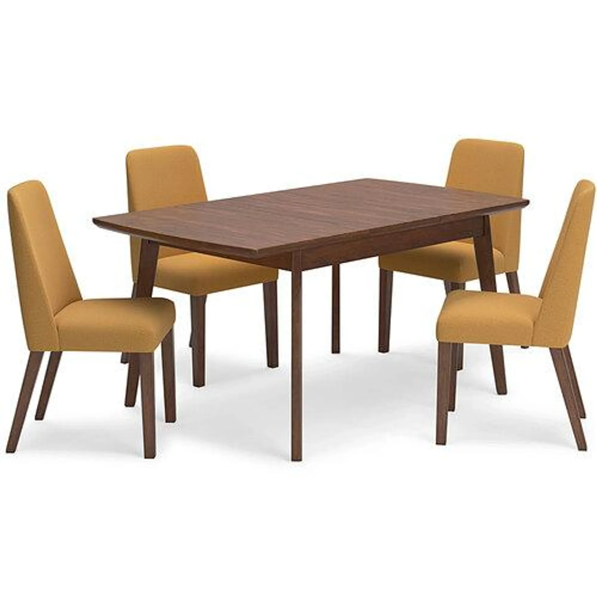 Lyncott Extendable Rectangular Dining Table and 4 Chairs - Mustard/Brown