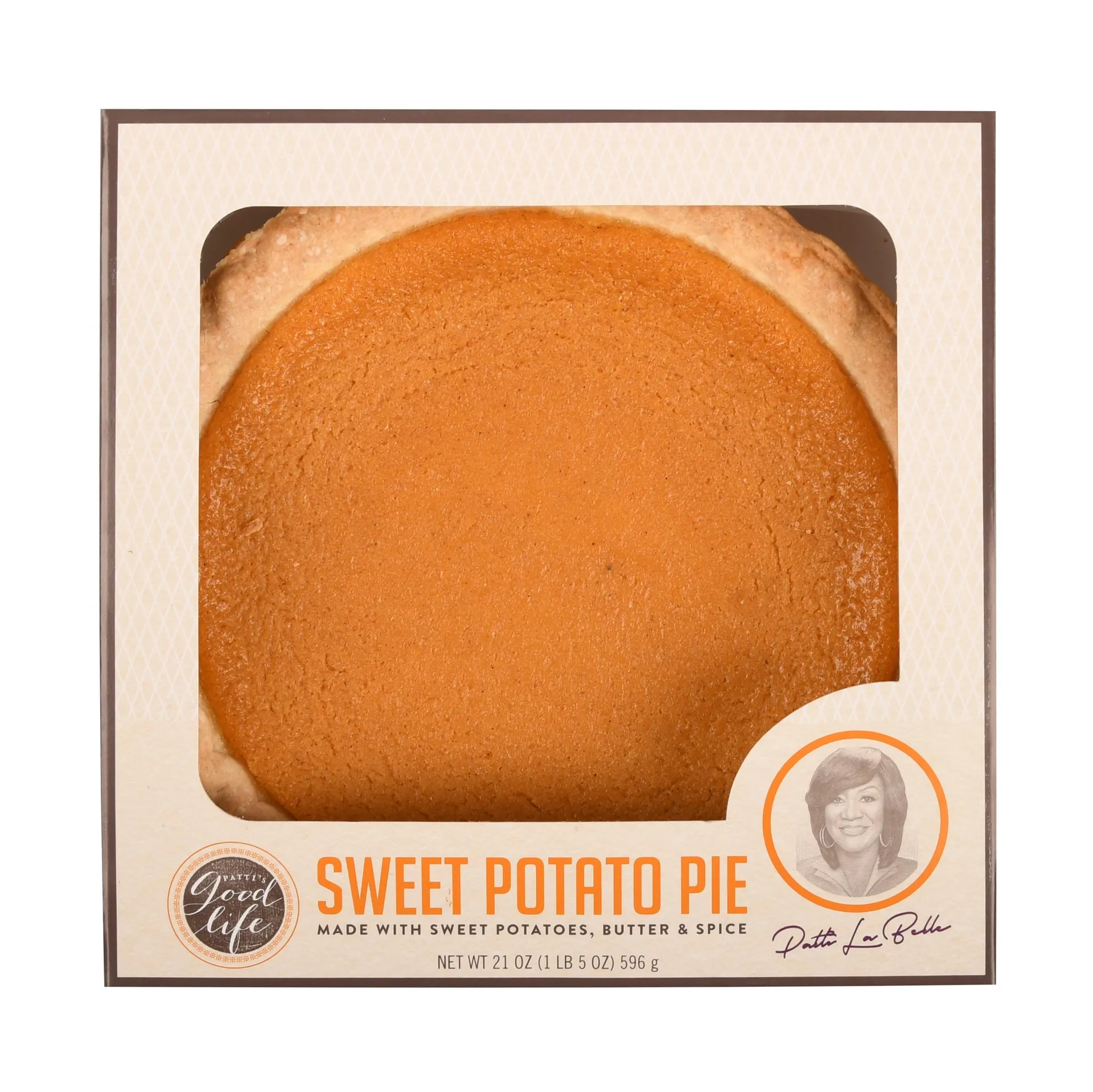 Patti LaBelle 8-inch Sweet Potato Pie, 1 Count, 21 oz, Shelf Stable, Box