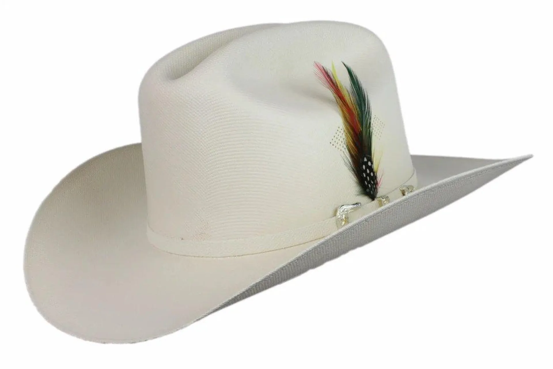 Sombrero Tombstone 1,000X Horma Sinaloa con Plumas Ala 3 1/2"