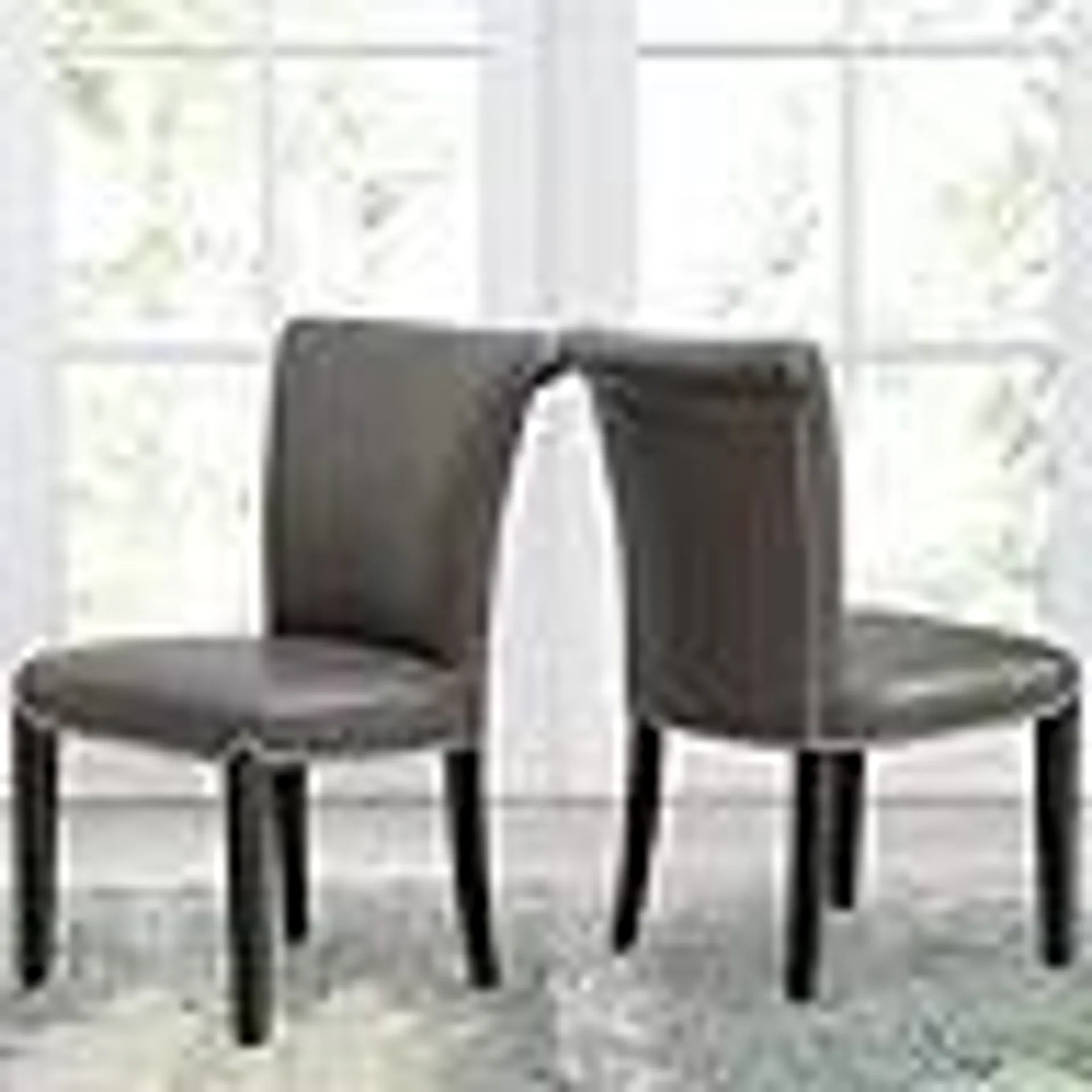 Soloman Durable Gray Faux Leather Dining Chair Set of 2