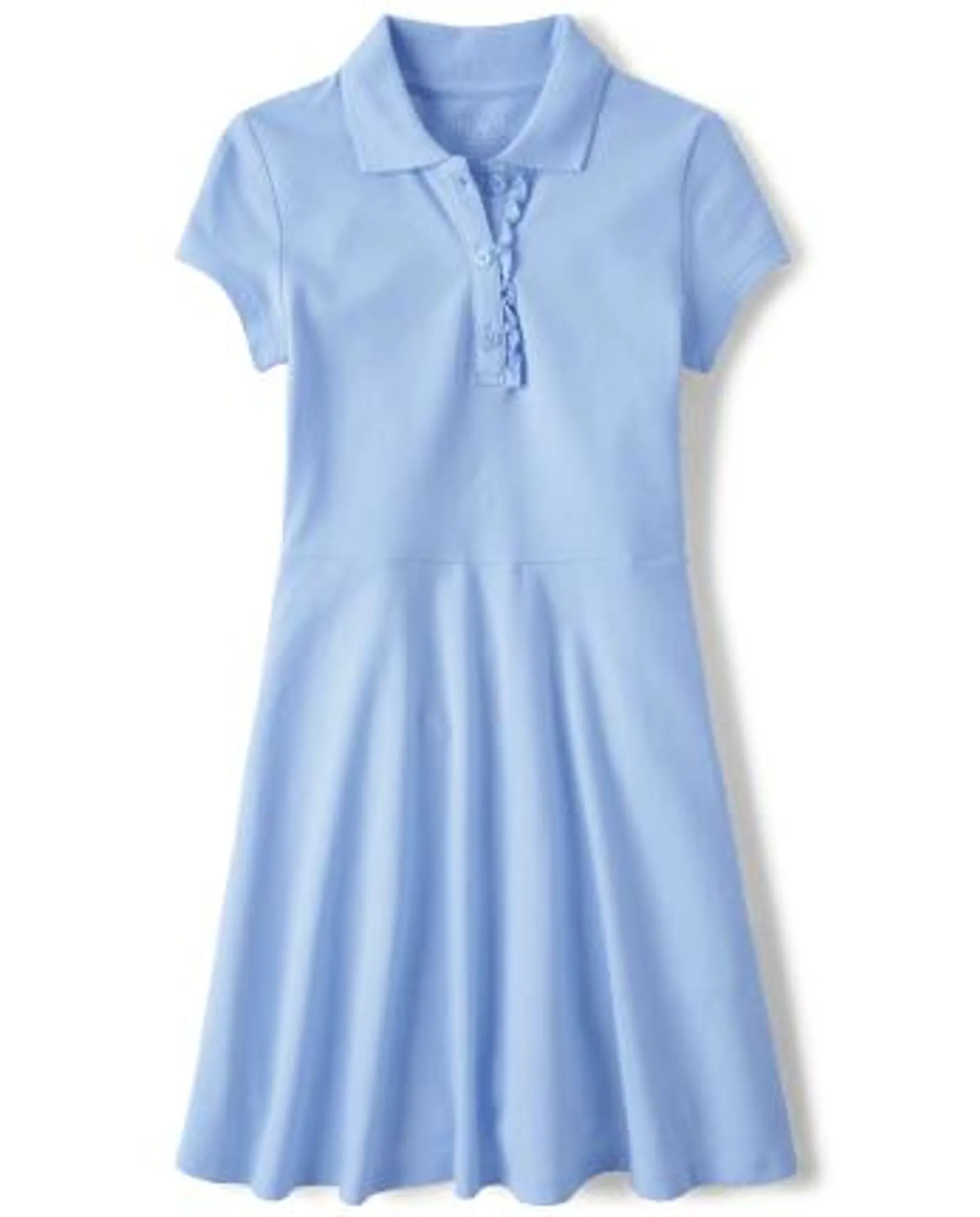 Girls Uniform Ruffle Pique Polo Dress - daybreak