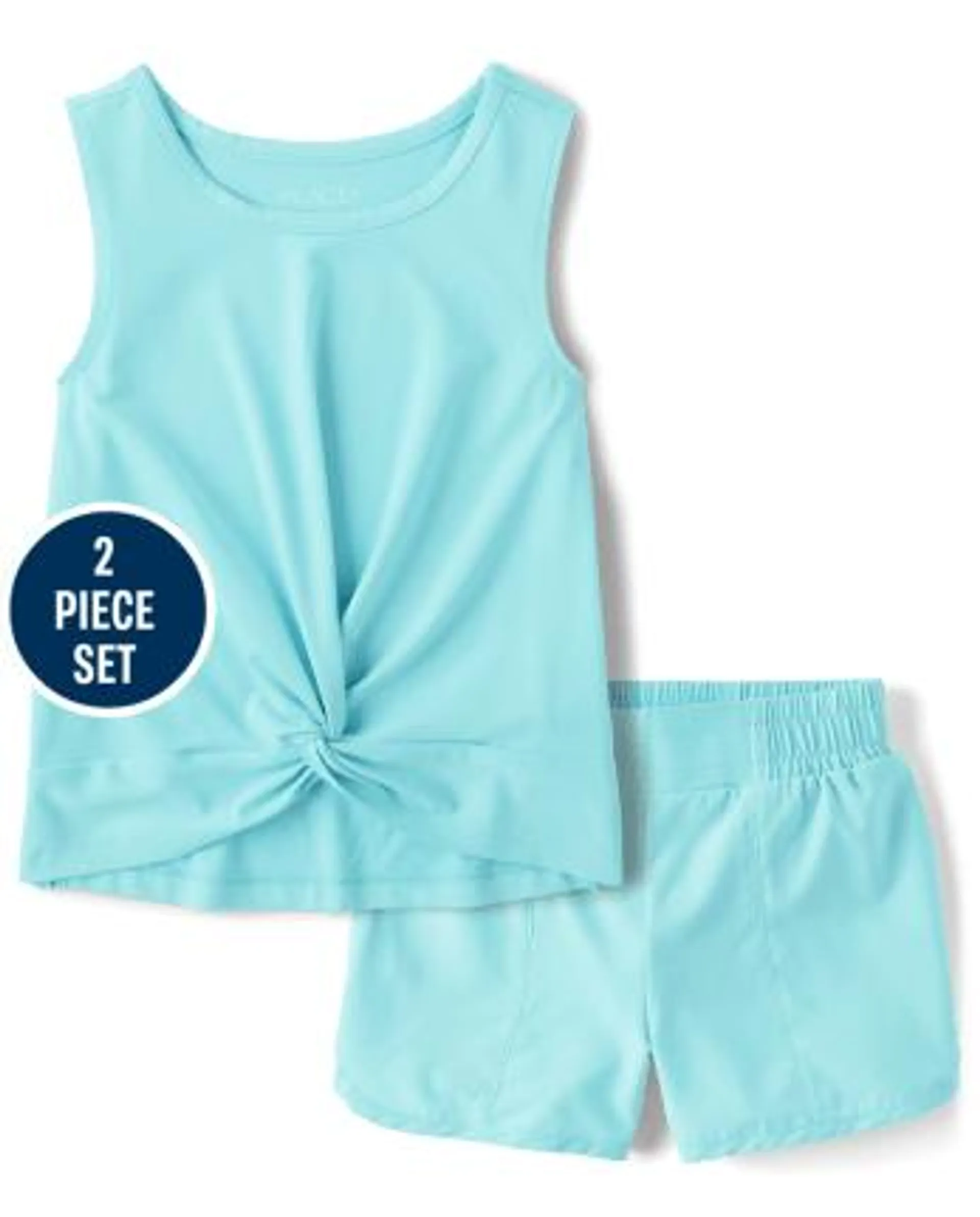 Girls Quick Dry 2-Piece Outfit Set - time for teal