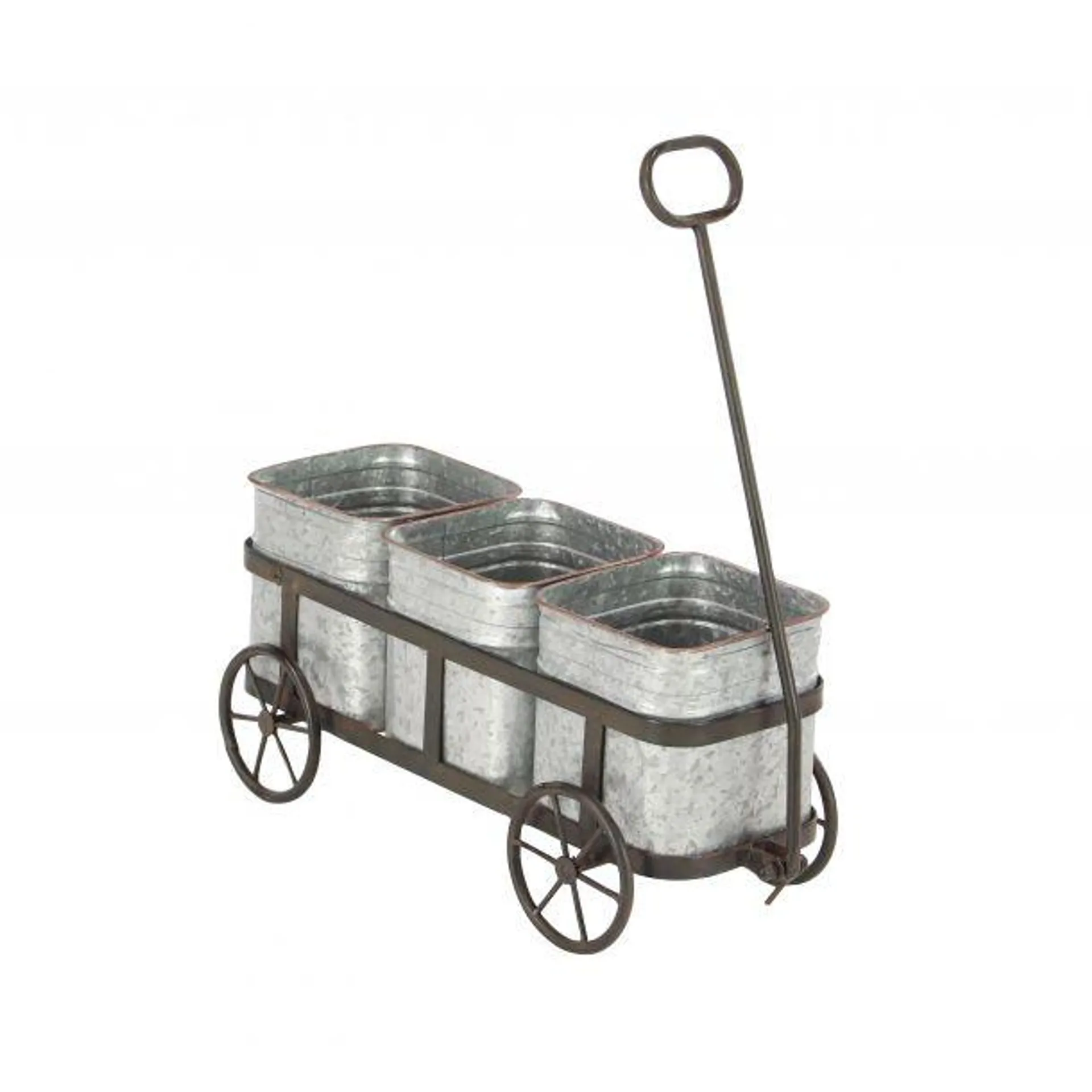 Marisol + Daisy Farmhouse 29" Metal Wagon Planter - Silver