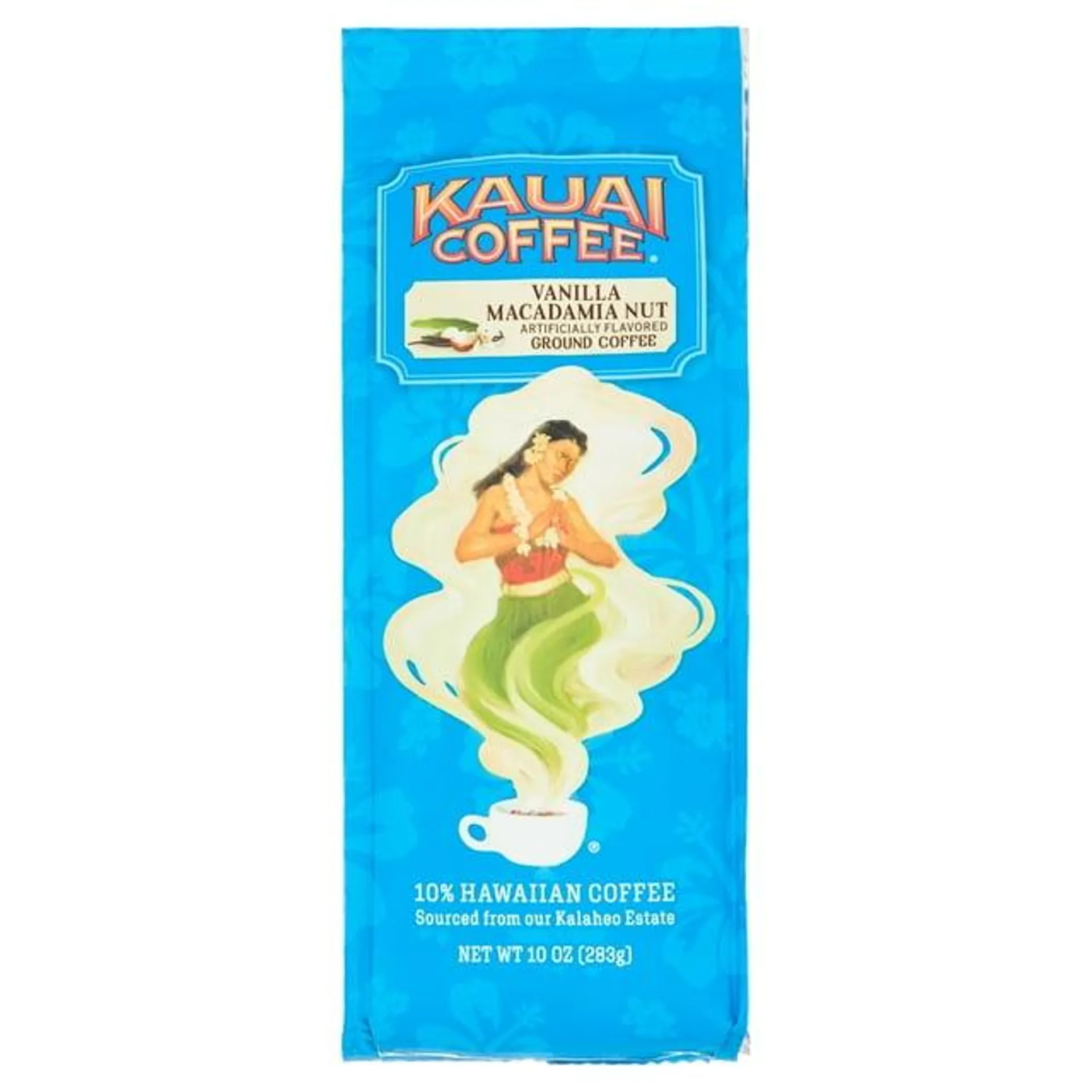 Kauai Ground Coffee, Vanilla Macadamia Nut, Medium Roast, 10 oz Package