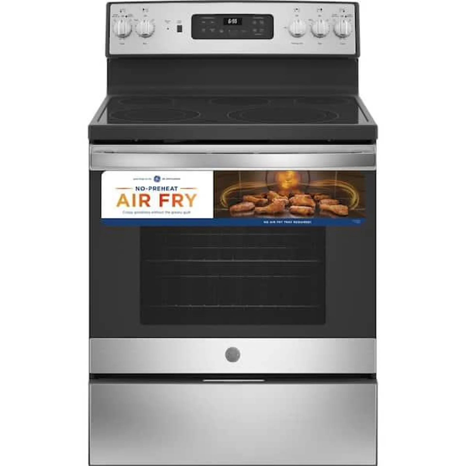 30 in. 5.3 cu. ft. Freestanding Electric Range in Stainless Steel with Convection, Air Fry Cooking