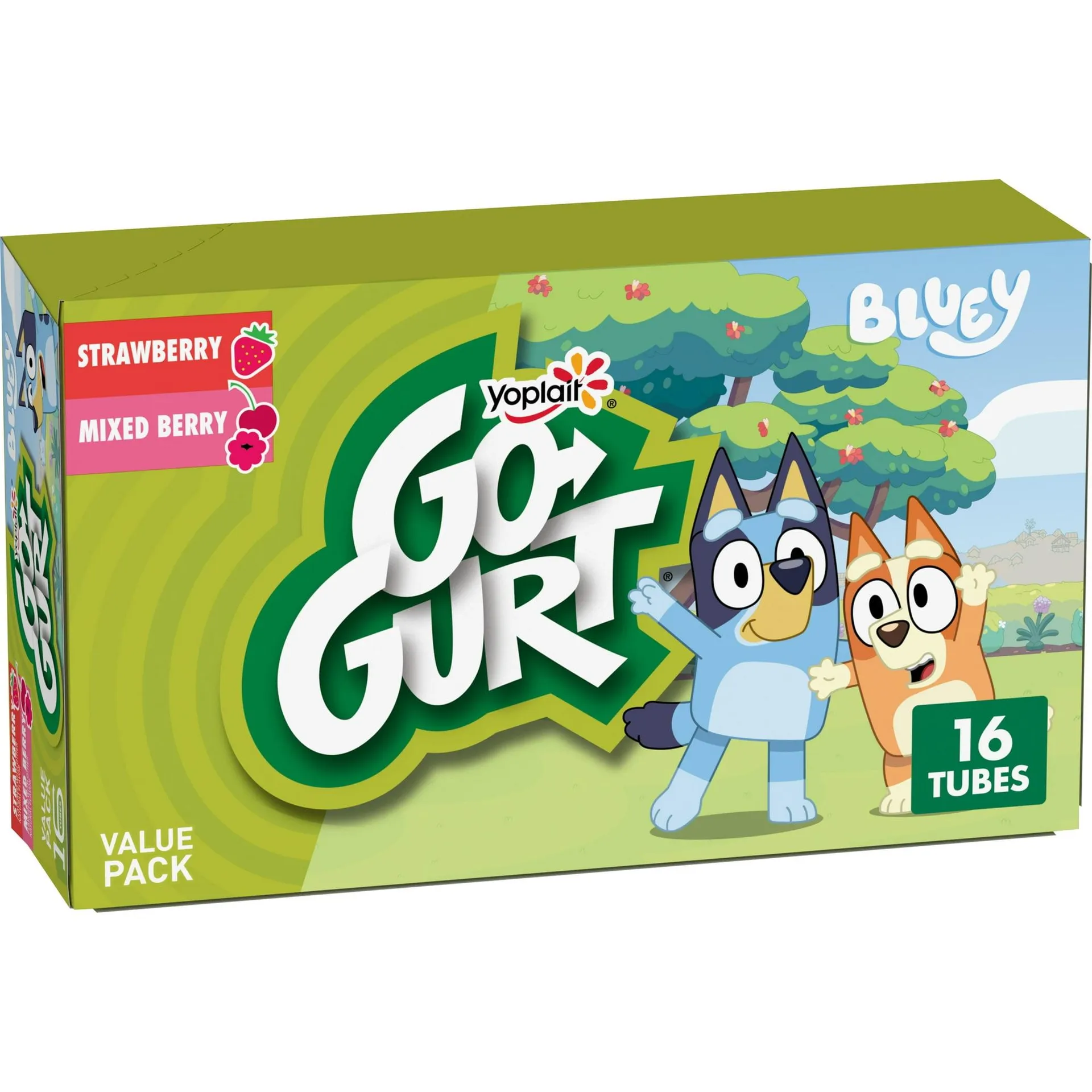 Yoplait Go-GURT Bluey Kids Fat Free Yogurt Variety Pack, Gluten Free, 2 lbs (16 Tubes)