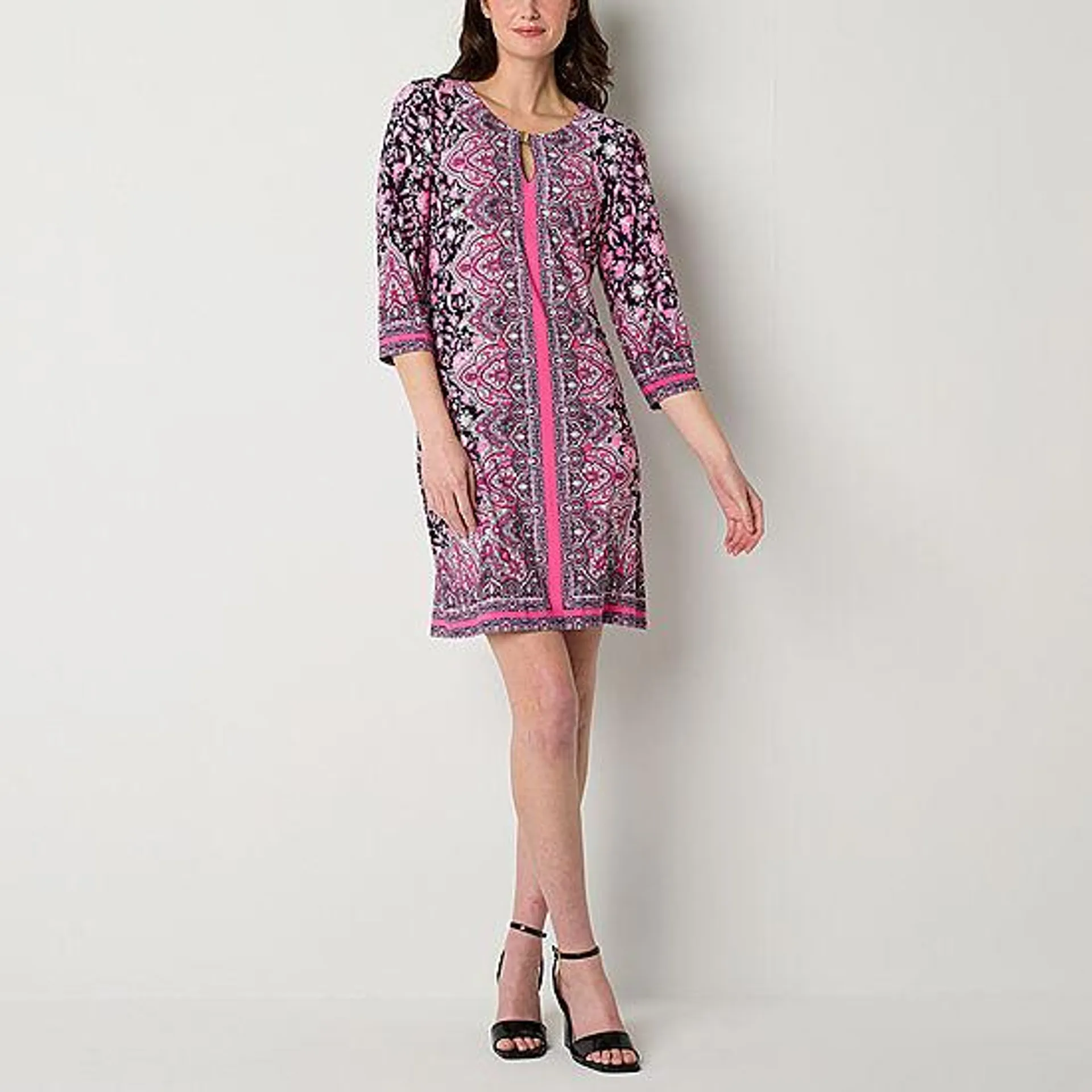 Studio 1 3/4 Sleeve Shift Dress