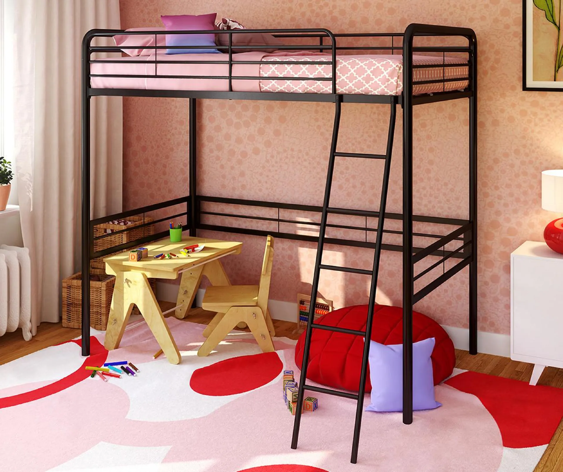 Gemma Black Twin Metal Loft Bed