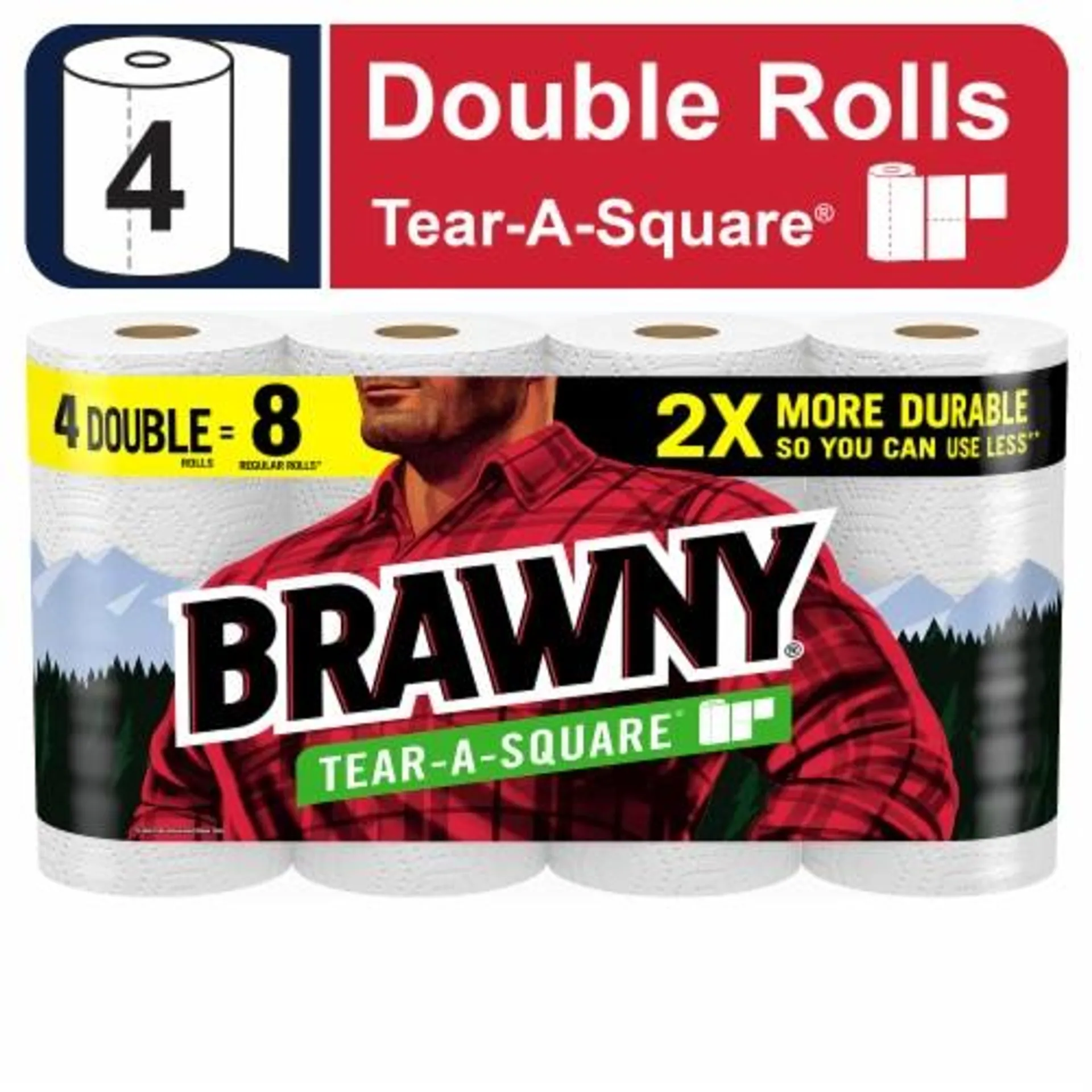 Brawny® Tear-A-Square® 3 Sheet Sizes Paper Towel Double Rolls