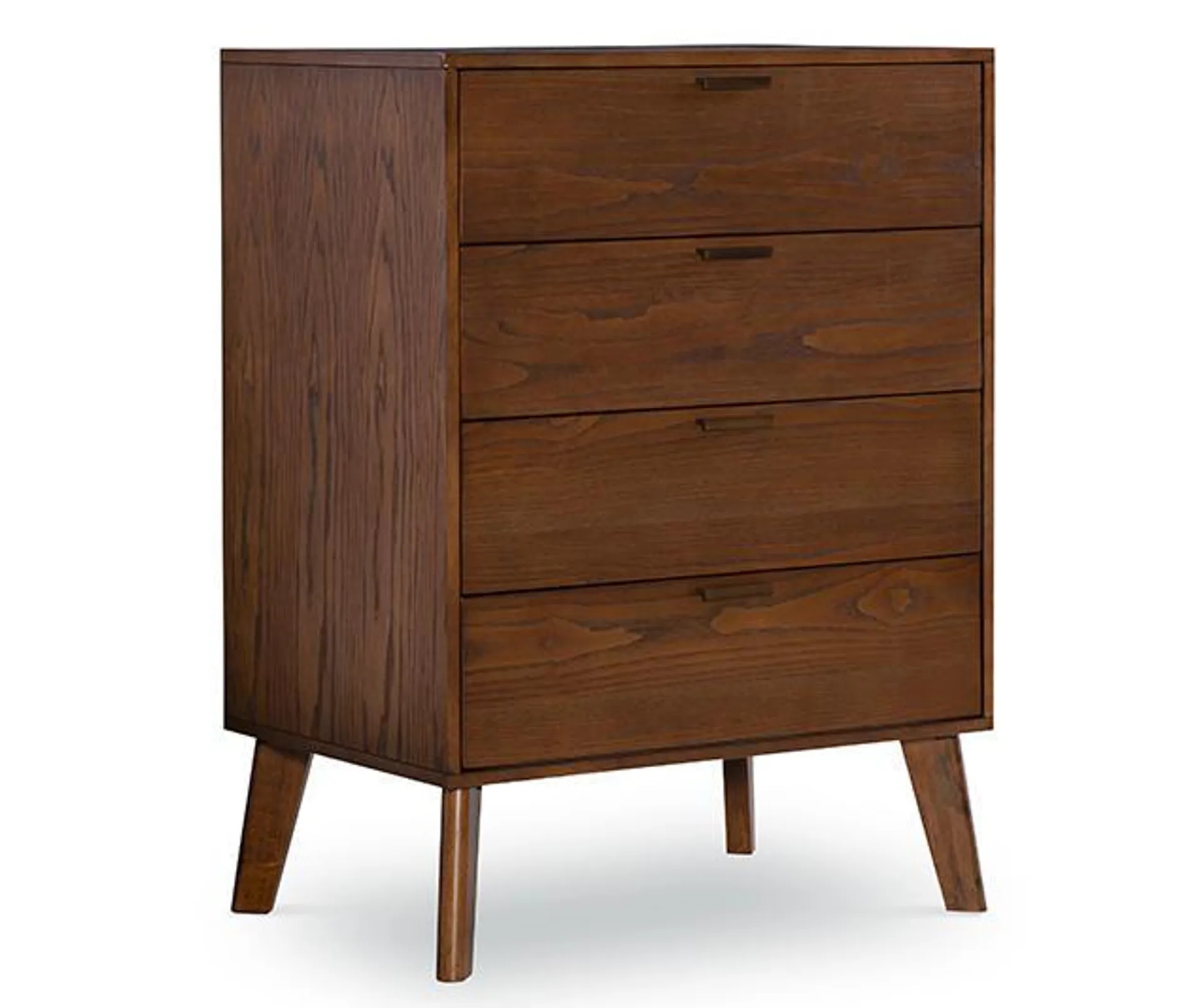 Shay Walnut 4-Drawer Wood Mid-Century Chest