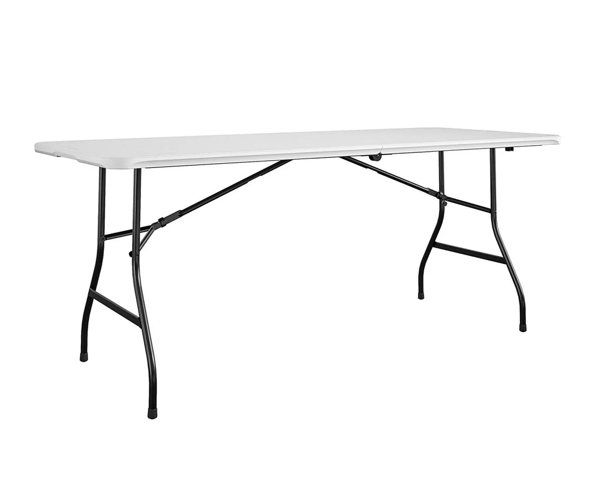 6' White Resin Fold-in-Half Folding Banquet Table