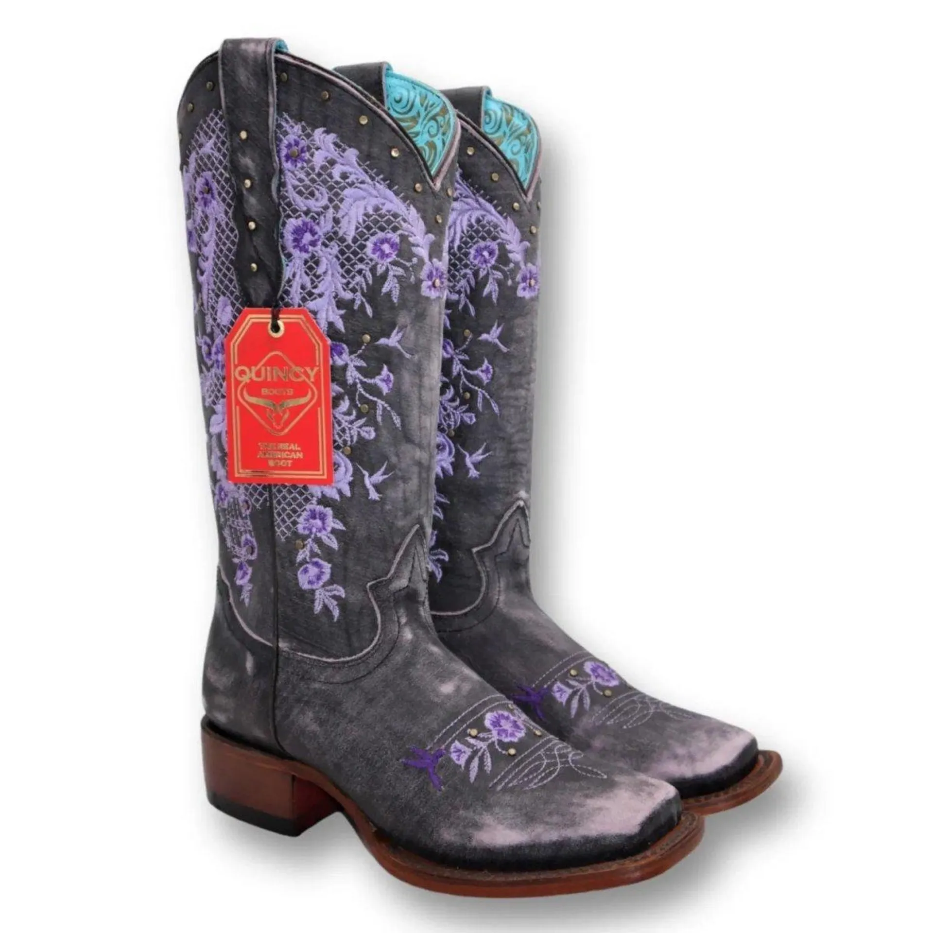 Botas de Cuero Lijado para Mujer en Horma Rodeo Color Morado Q3226215L