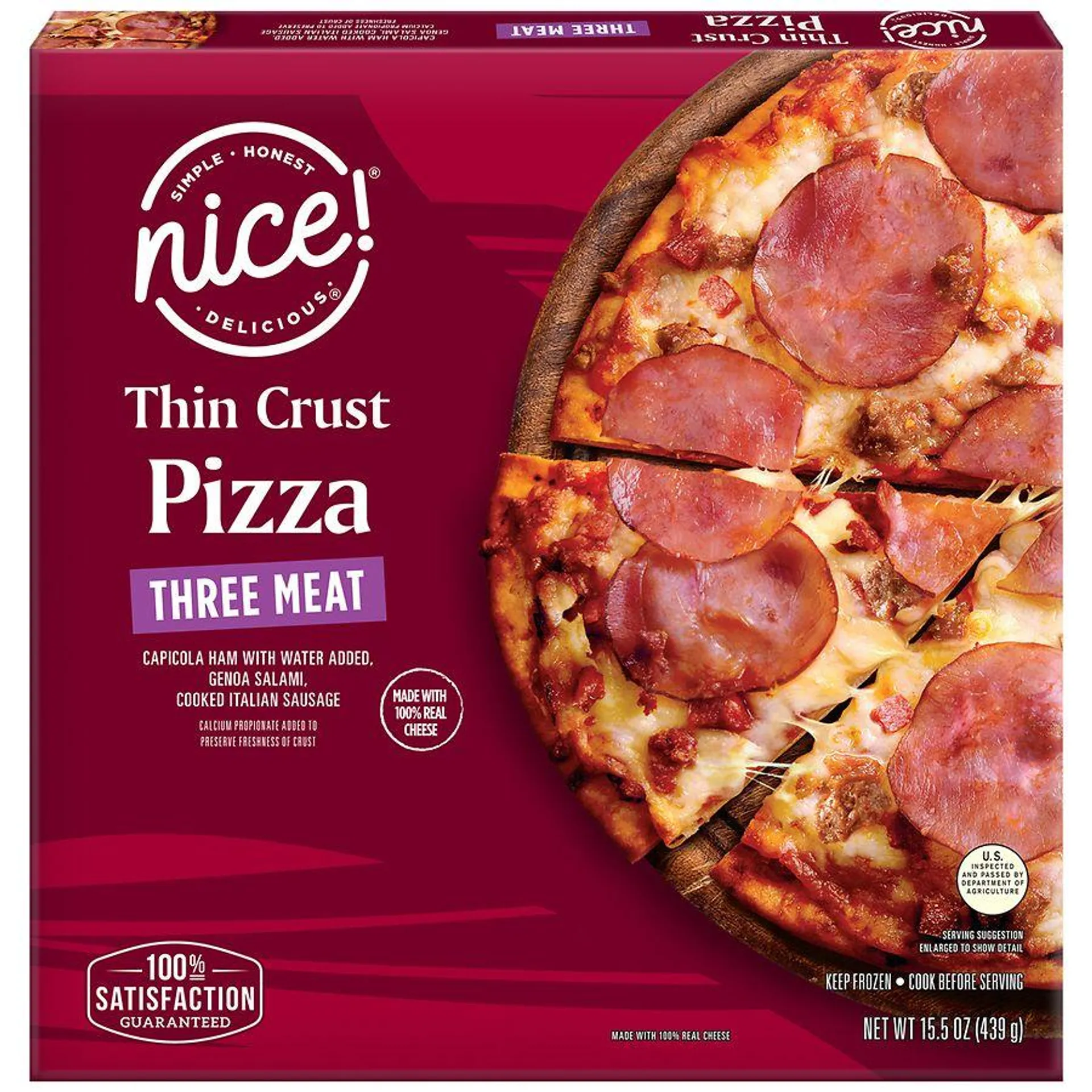 Thin Crust Pizza Three Meat