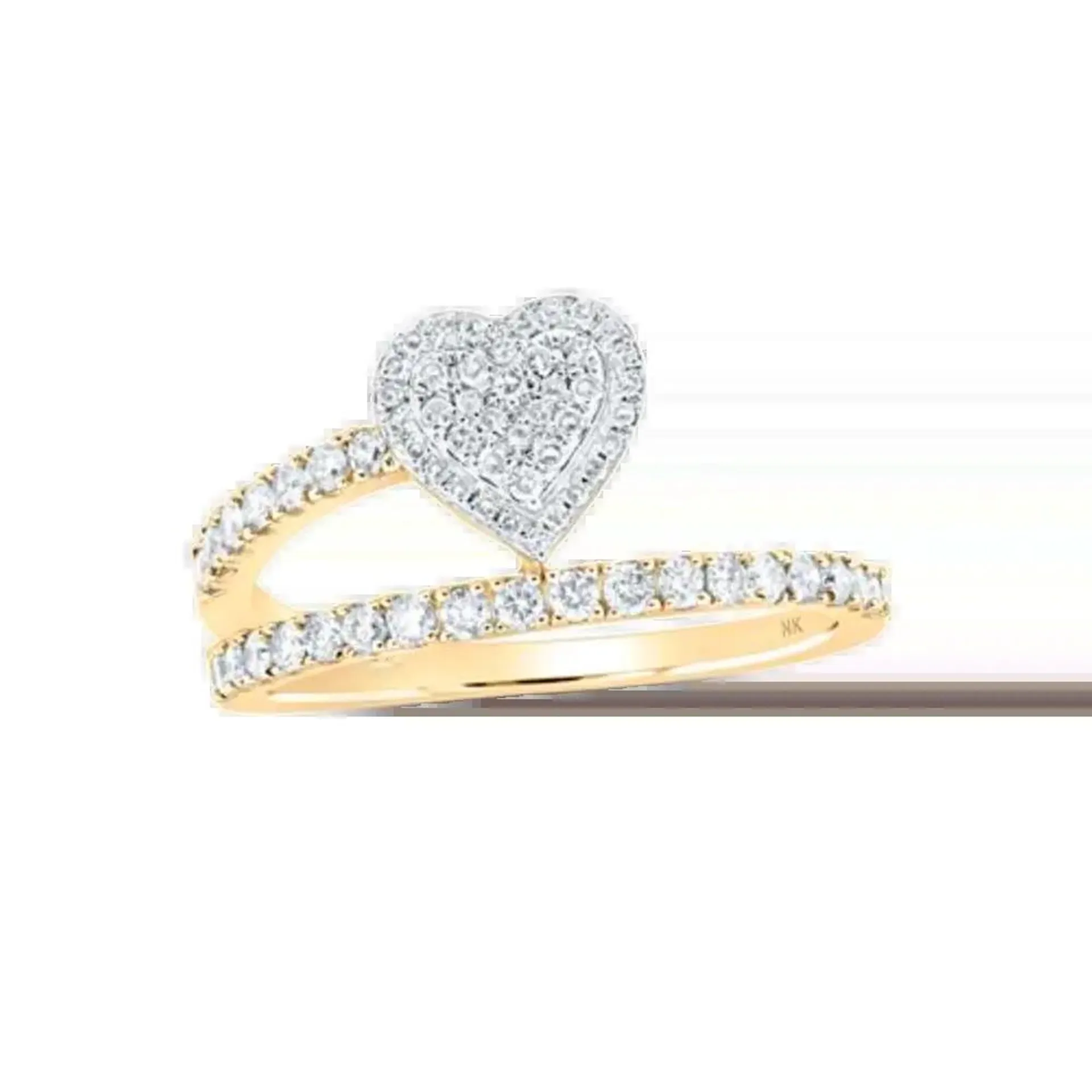 Anillo Corazon de Diamante con banda