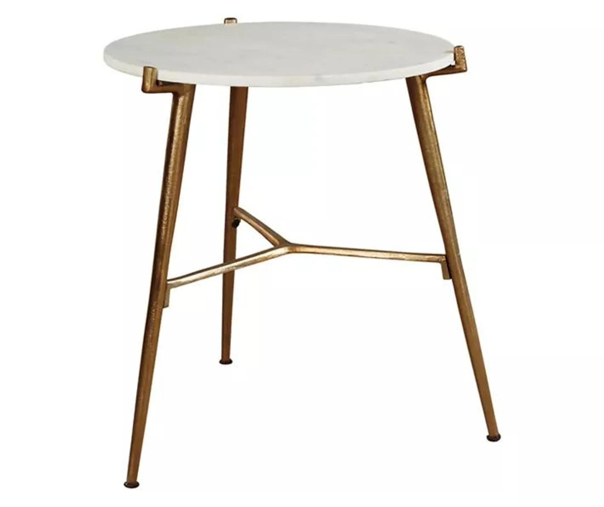 Chadton Round White Marble & Gold Metal Accent Table