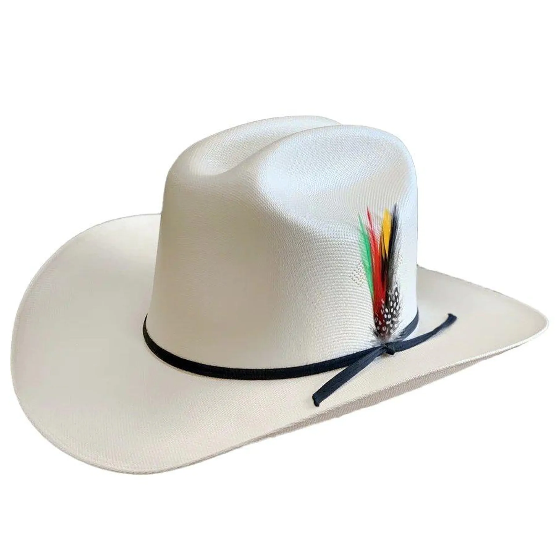 Sombrero Tombstone 1,000X Estilo El Fantasma con Plumas Ala 3 1/2" con Liston Negro