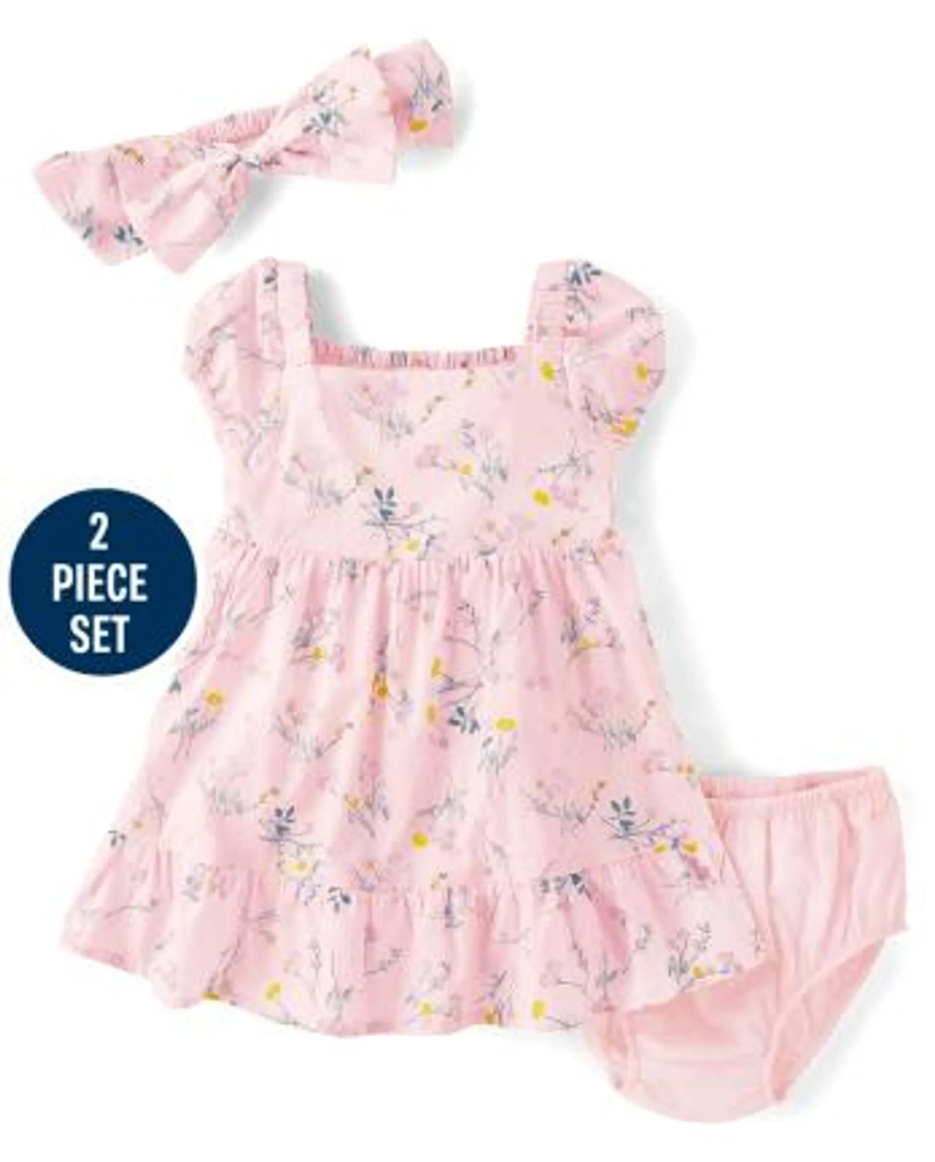 Baby Girls Floral Dress 2-Piece Outfit Set - Homegrown by Gymboree - rose mist