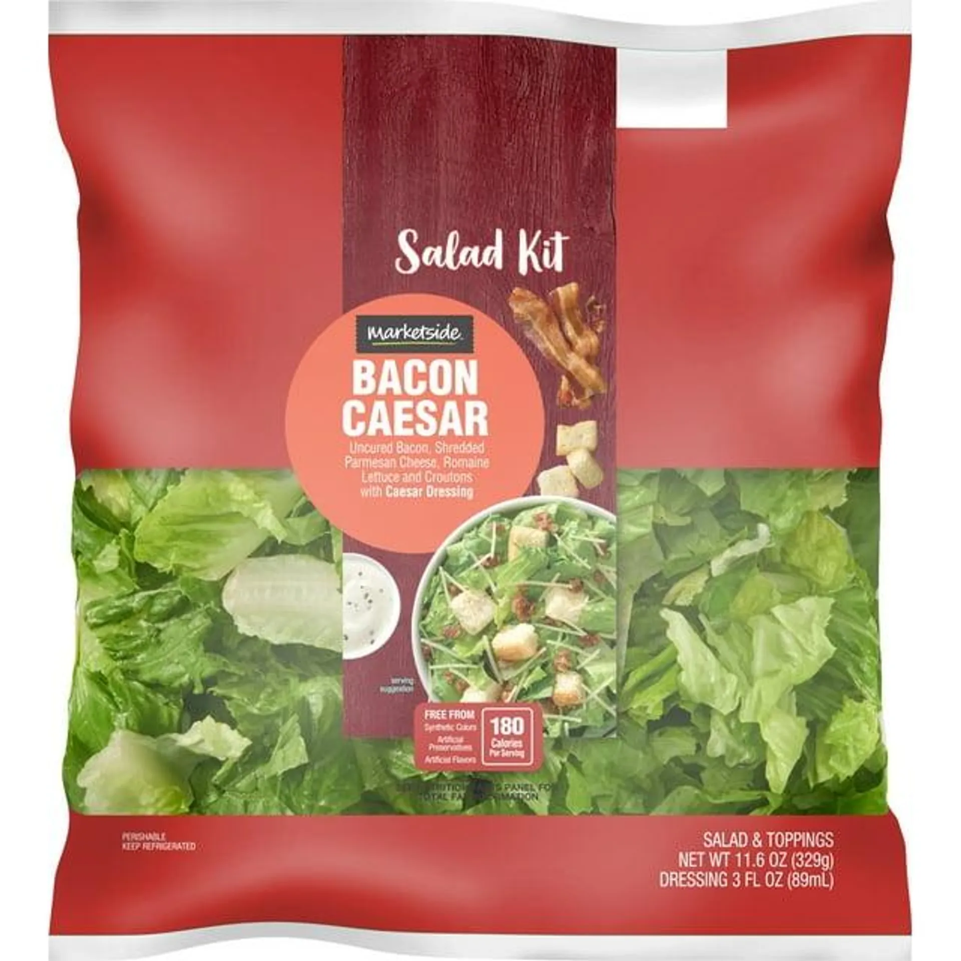 Marketside Bacon Caesar Salad Kit, 11.6 oz Bag, Fresh