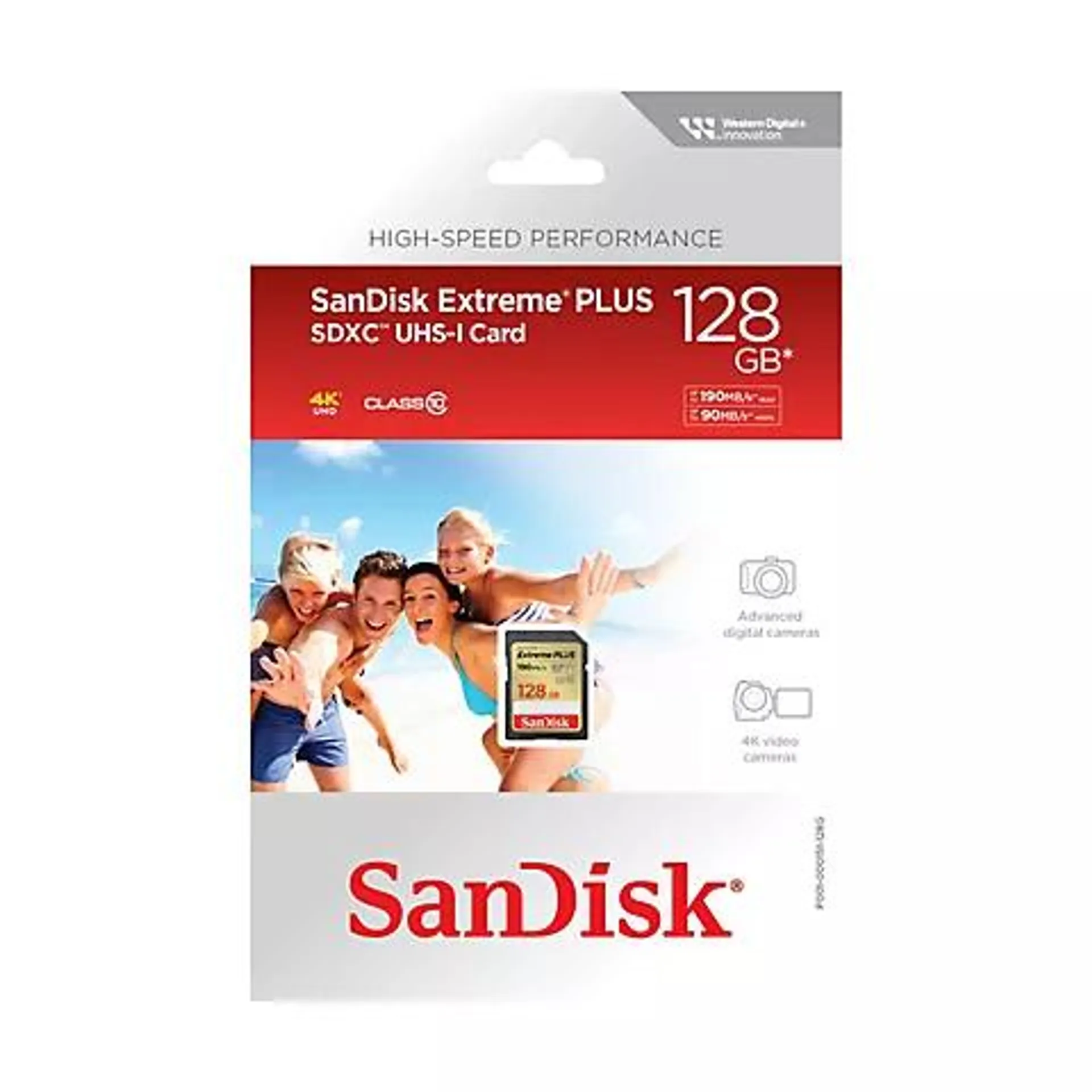 SanDisk Extreme PLUS microSDXC UHS-I card, 128GB, with A2 performance