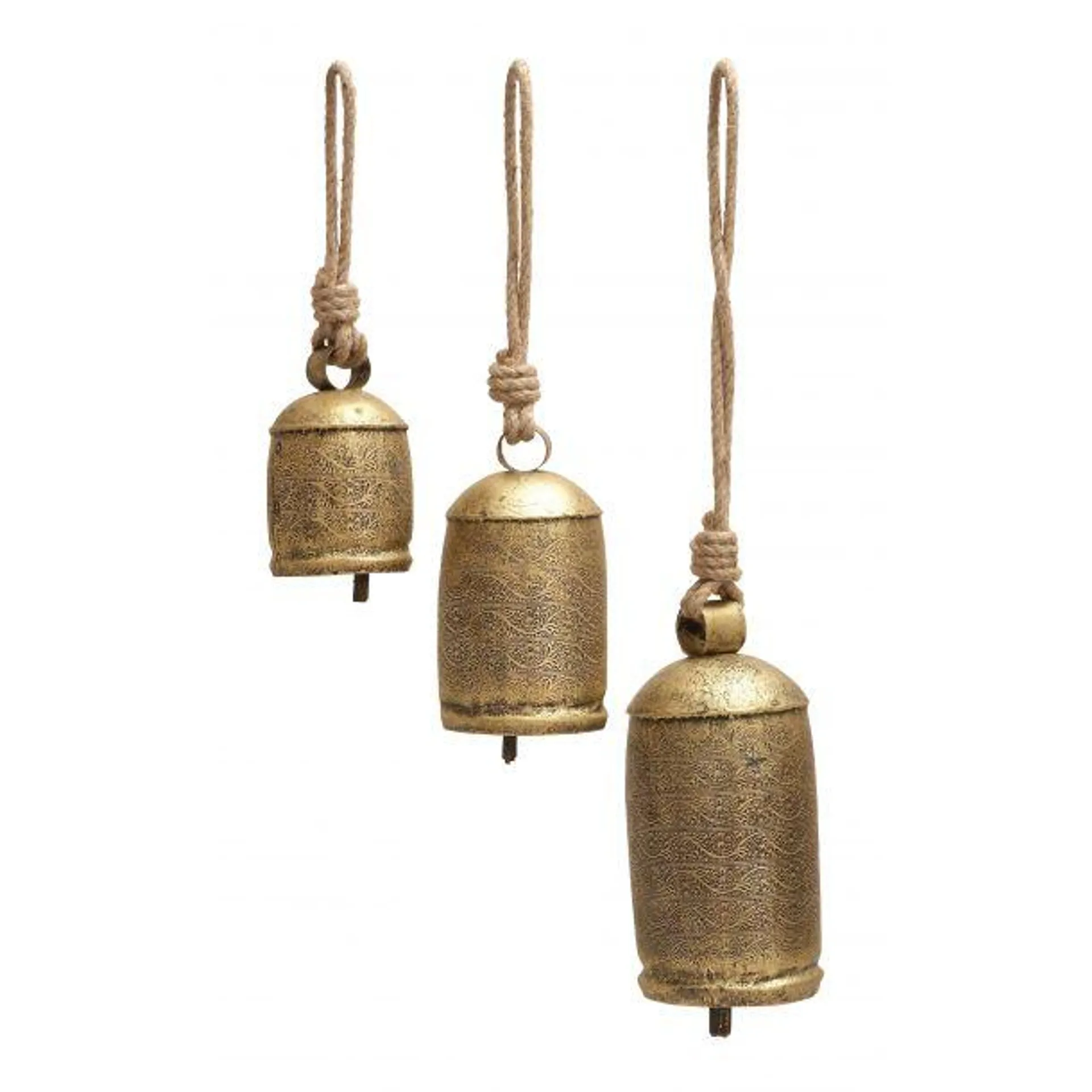 Set of 3 Bronze Metal Rustic Windchime, 22", 16", 13"