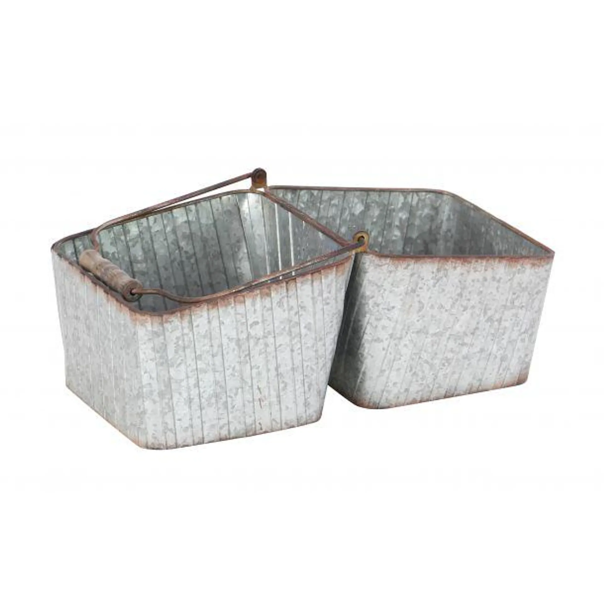 Silver Metal Farmhouse Planter, 16" x 15"