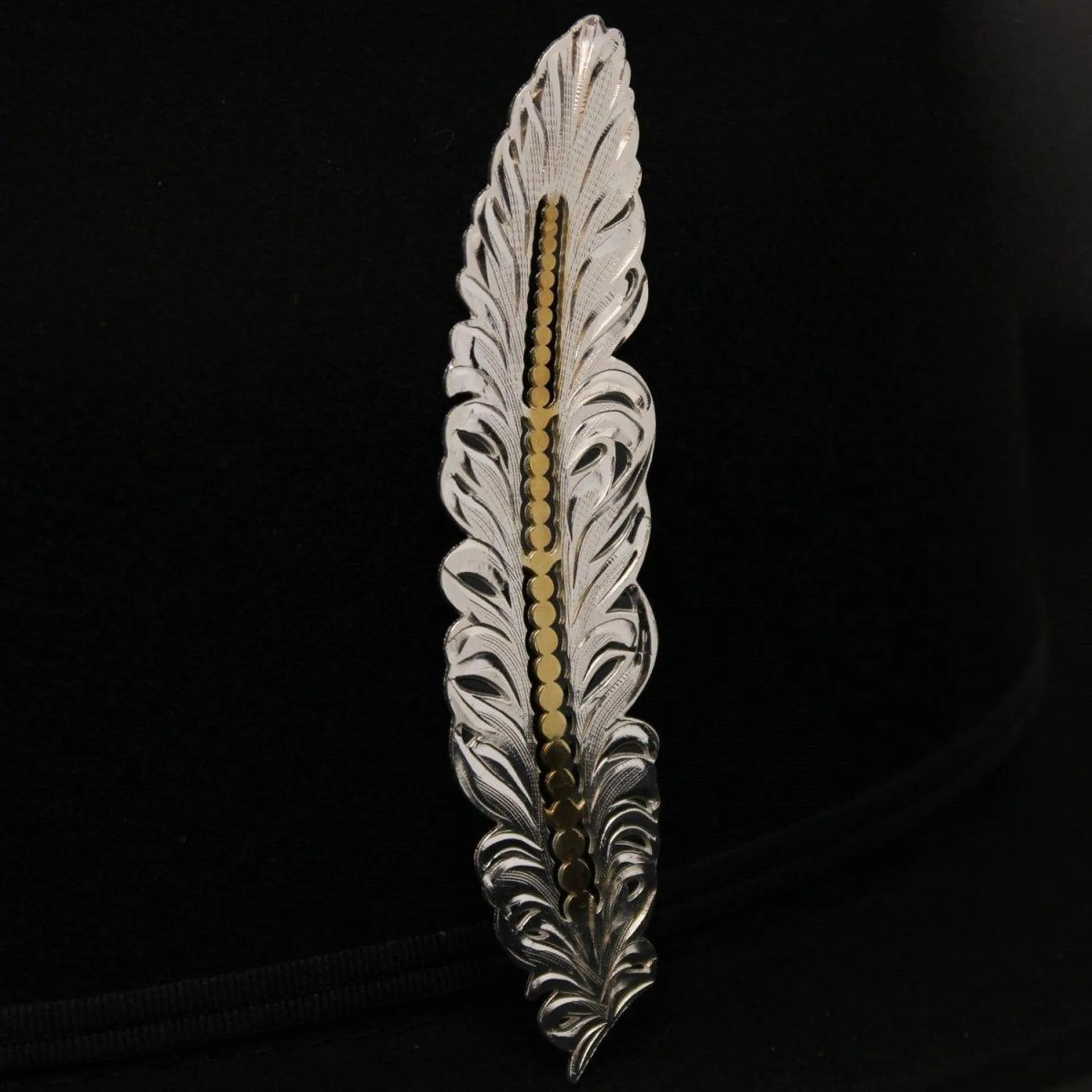 Pluma de Plata y Oro para Texana o Sombrero Vaquero