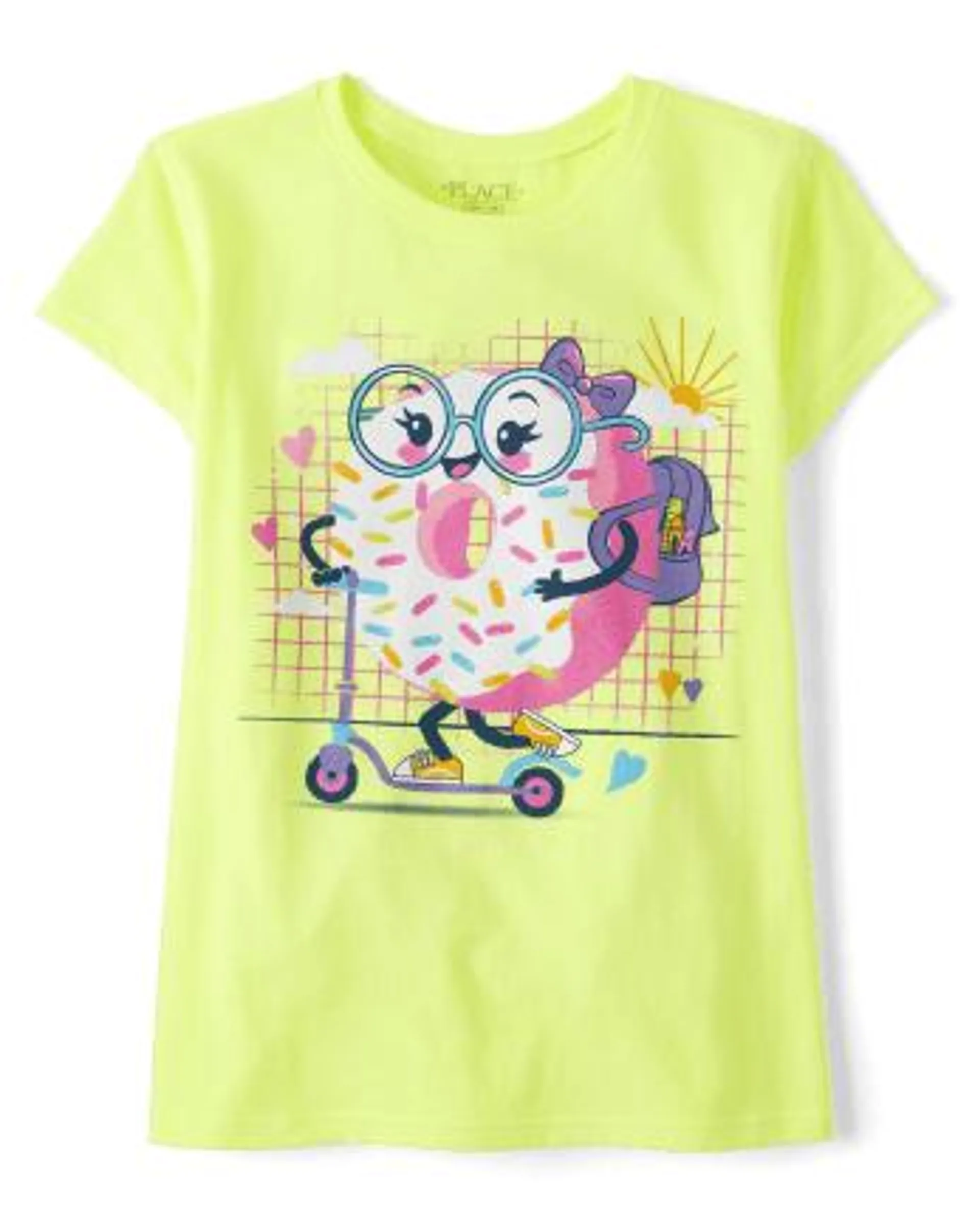 Girls Doughnut Scooter Graphic Tee - s/d lime zest