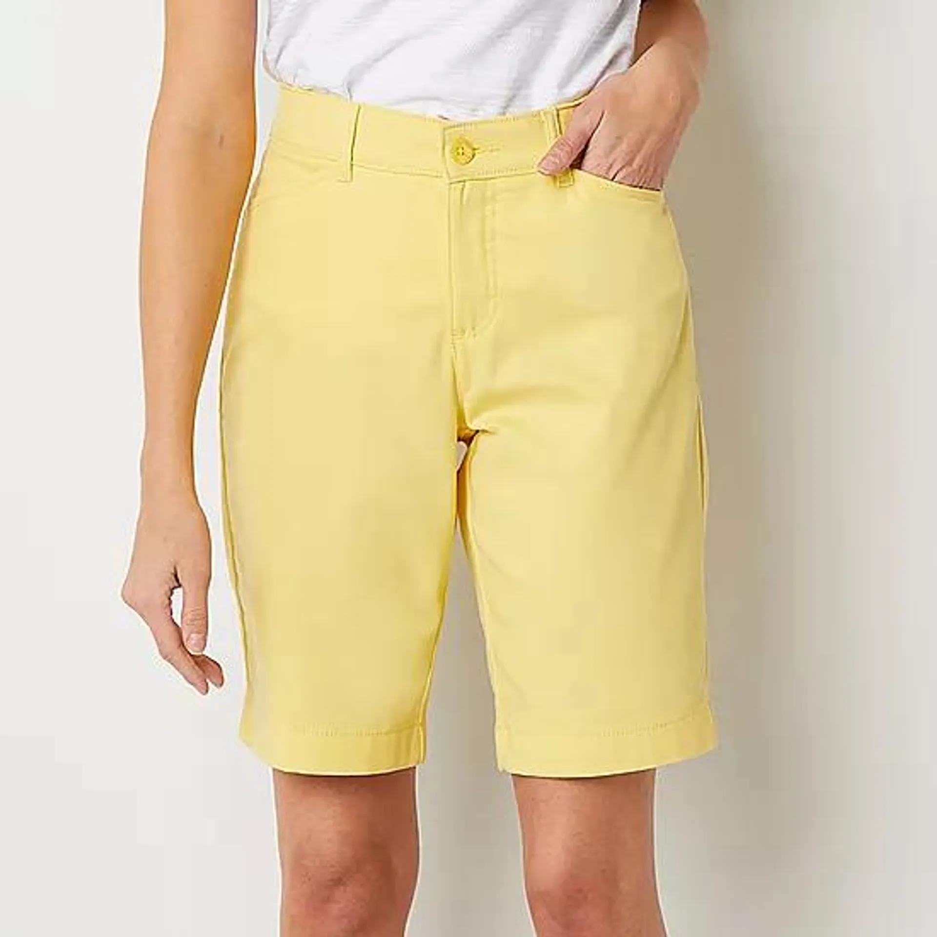 St. John's Bay Womens Mid Rise Chino Short-Tall