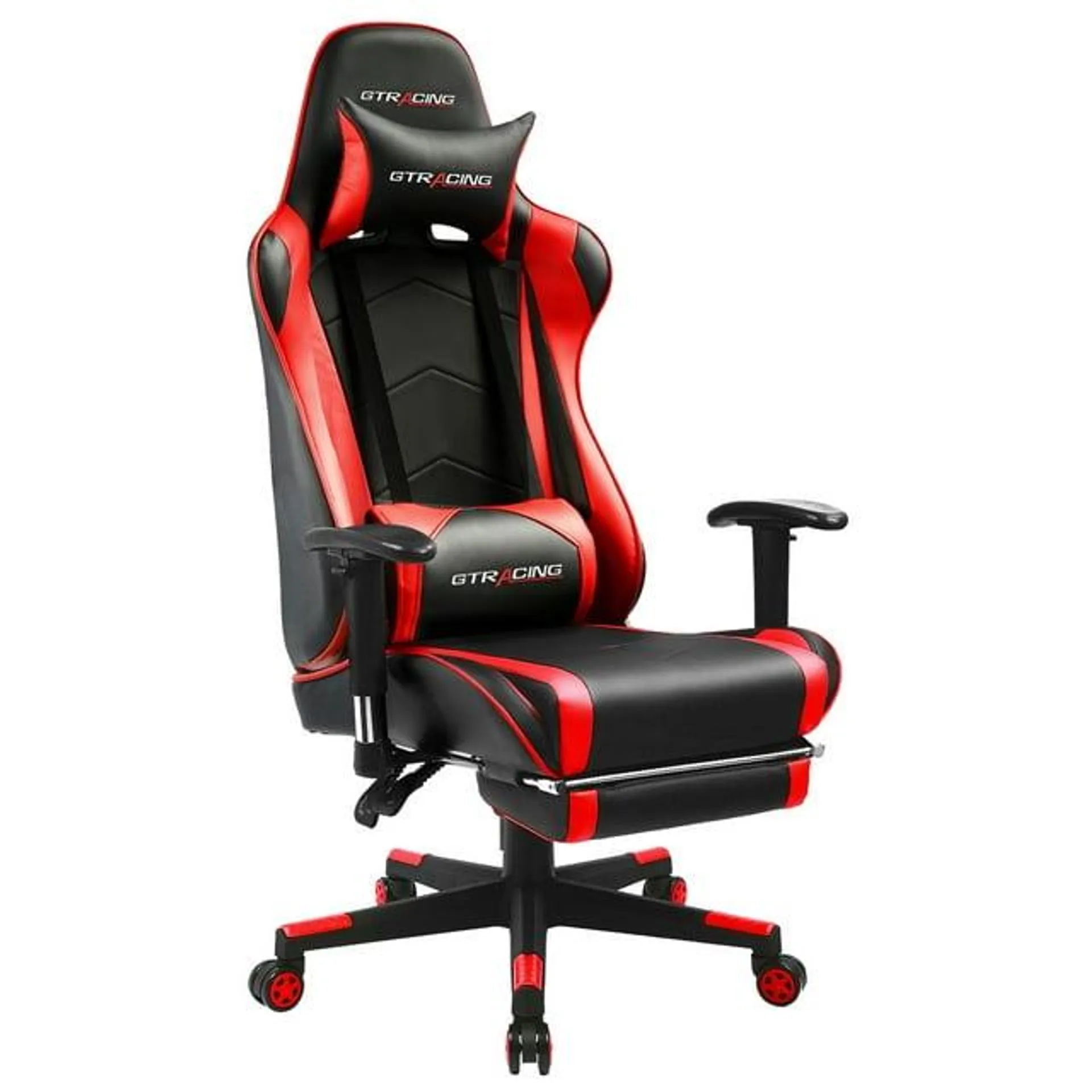 GTRACING Gaming Chair Office Chair PU Leather with Footrest & Adjustable Headrest for Adults and Kids, Red