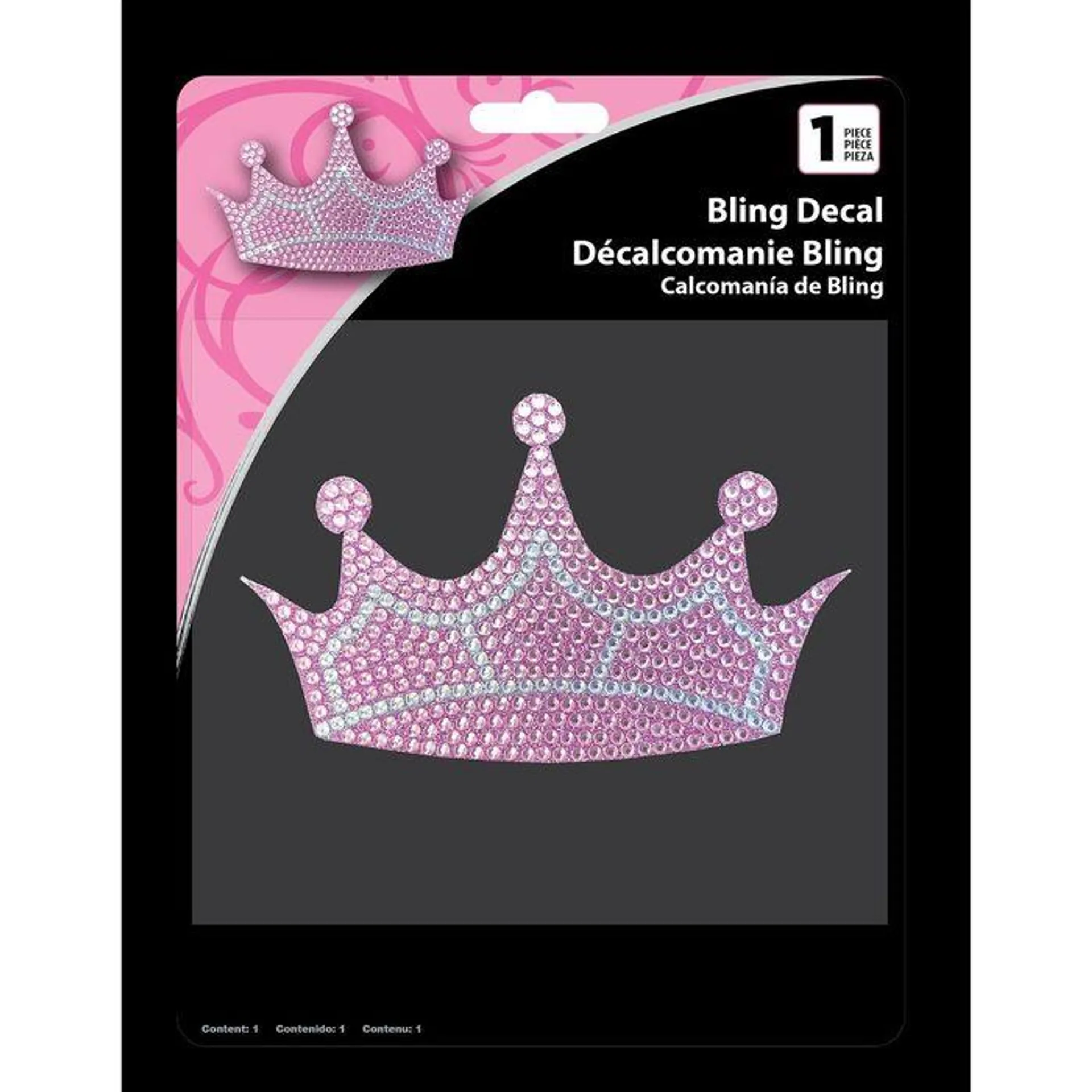 Chroma Graphics Silver and Pink Crown Bling Decal