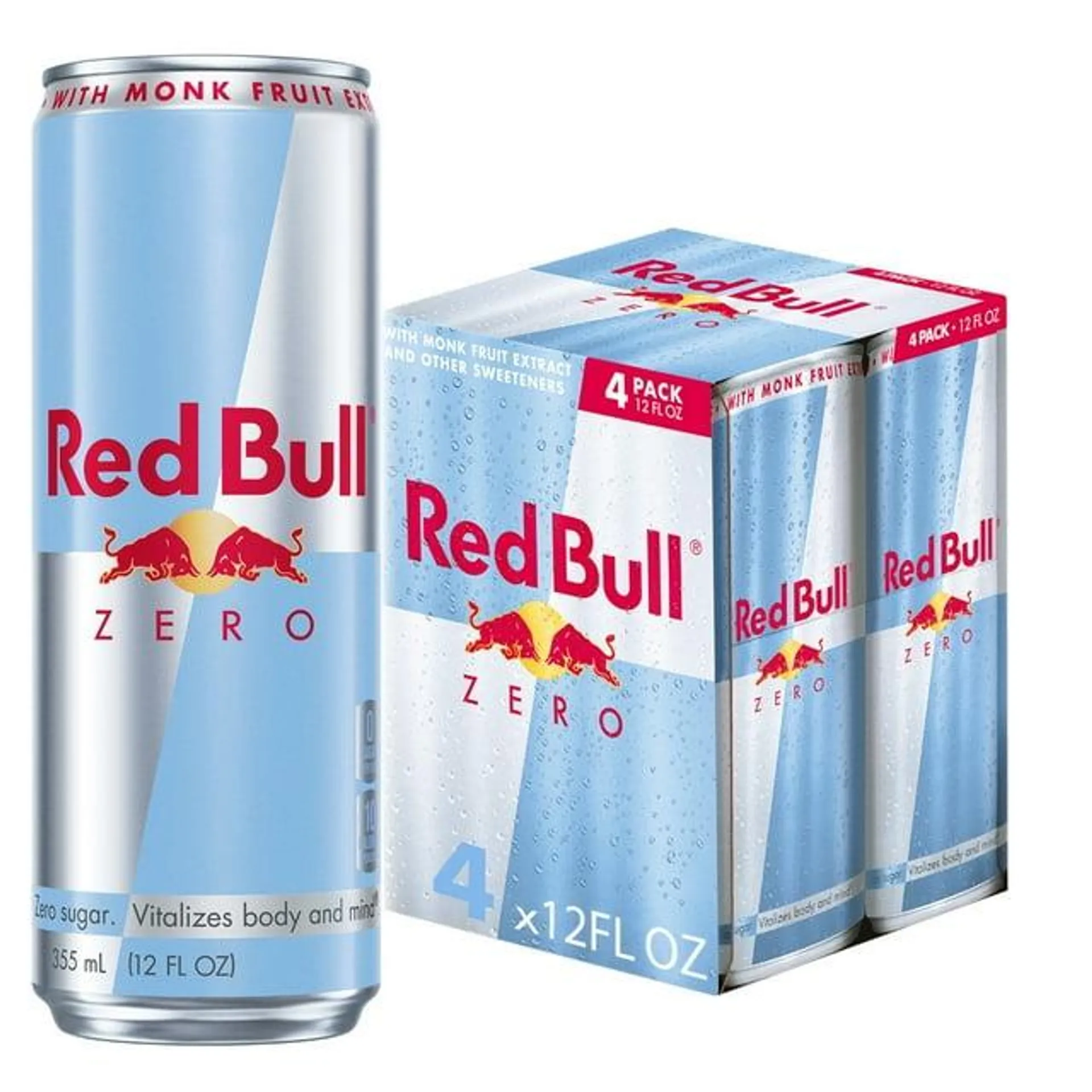 Red Bull Zero Energy Drink, 12 fl. oz., Pack of 4 cans, with 114mg Caffeine, Taurine & B Vitamins