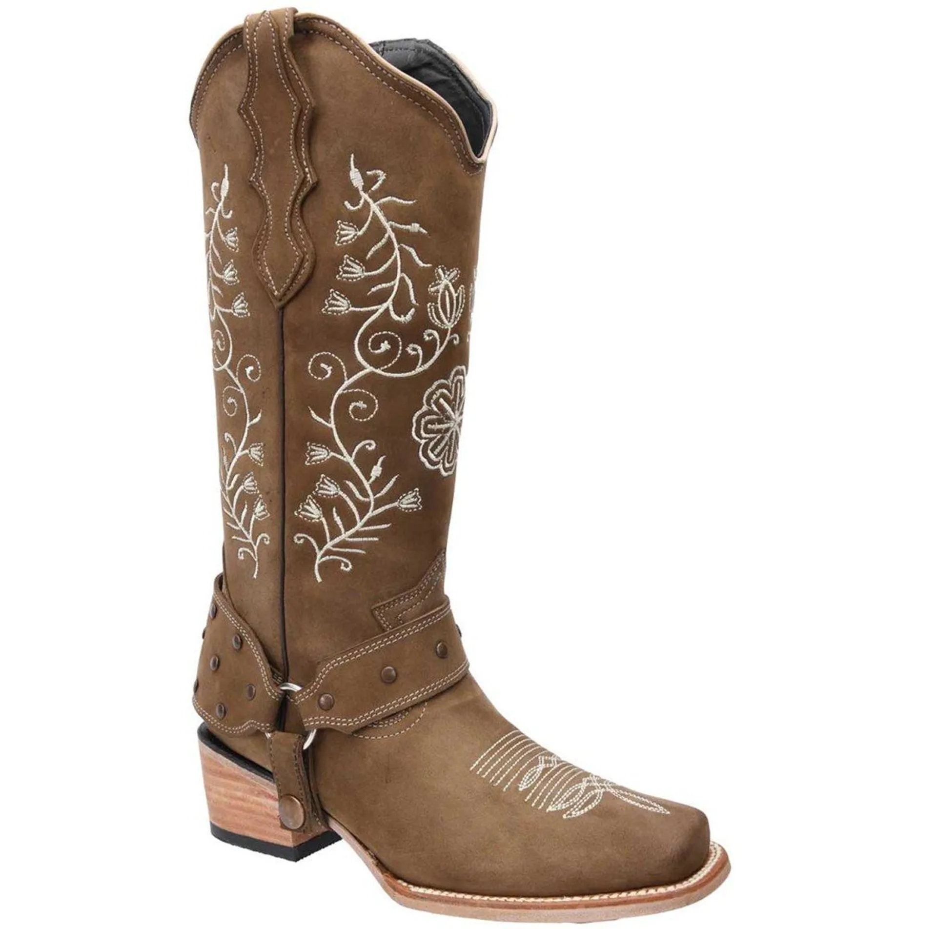 Botas de Cuero Horma Rodeo Nobuck para Mujer WD-487