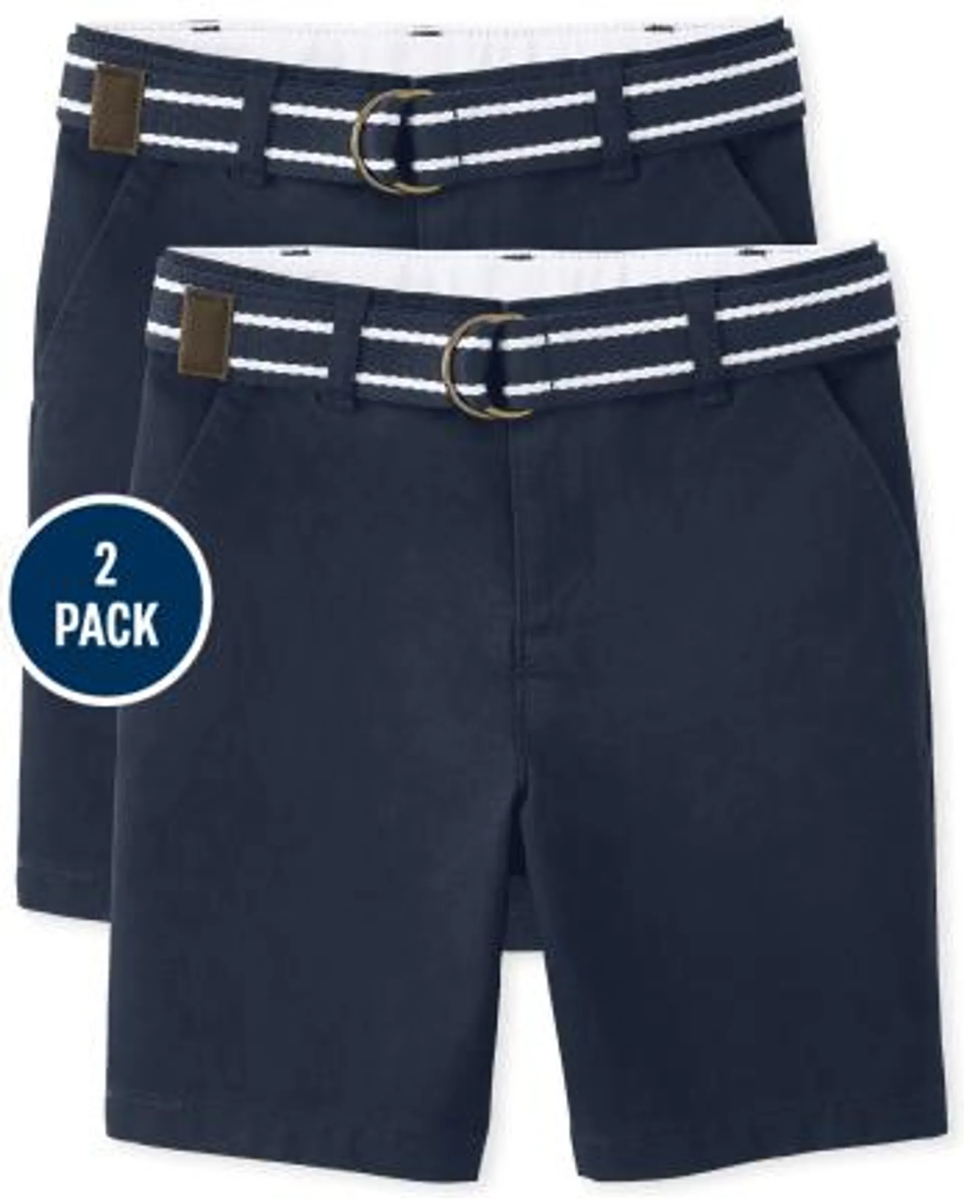 Boys Stain And Wrinkle Resistant Chino Shorts 2-Pack - Uniform - navy slate