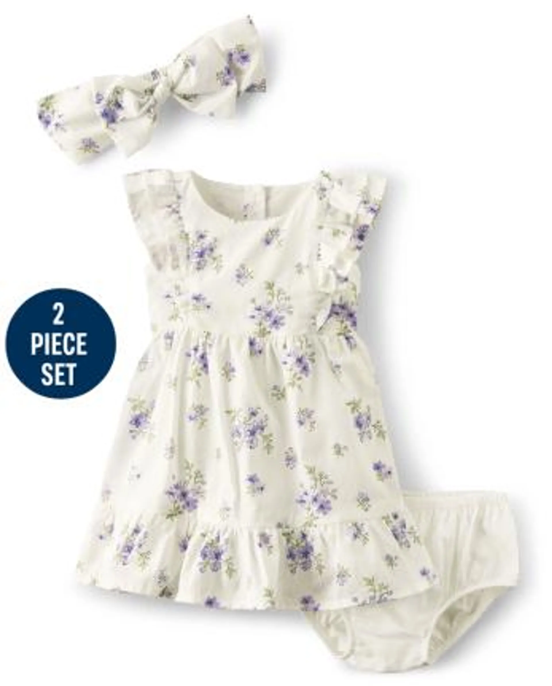 Baby Girls Floral Tiered Dress 2-Piece Outfit Set - Homegrown by Gymboree - bunnys tail