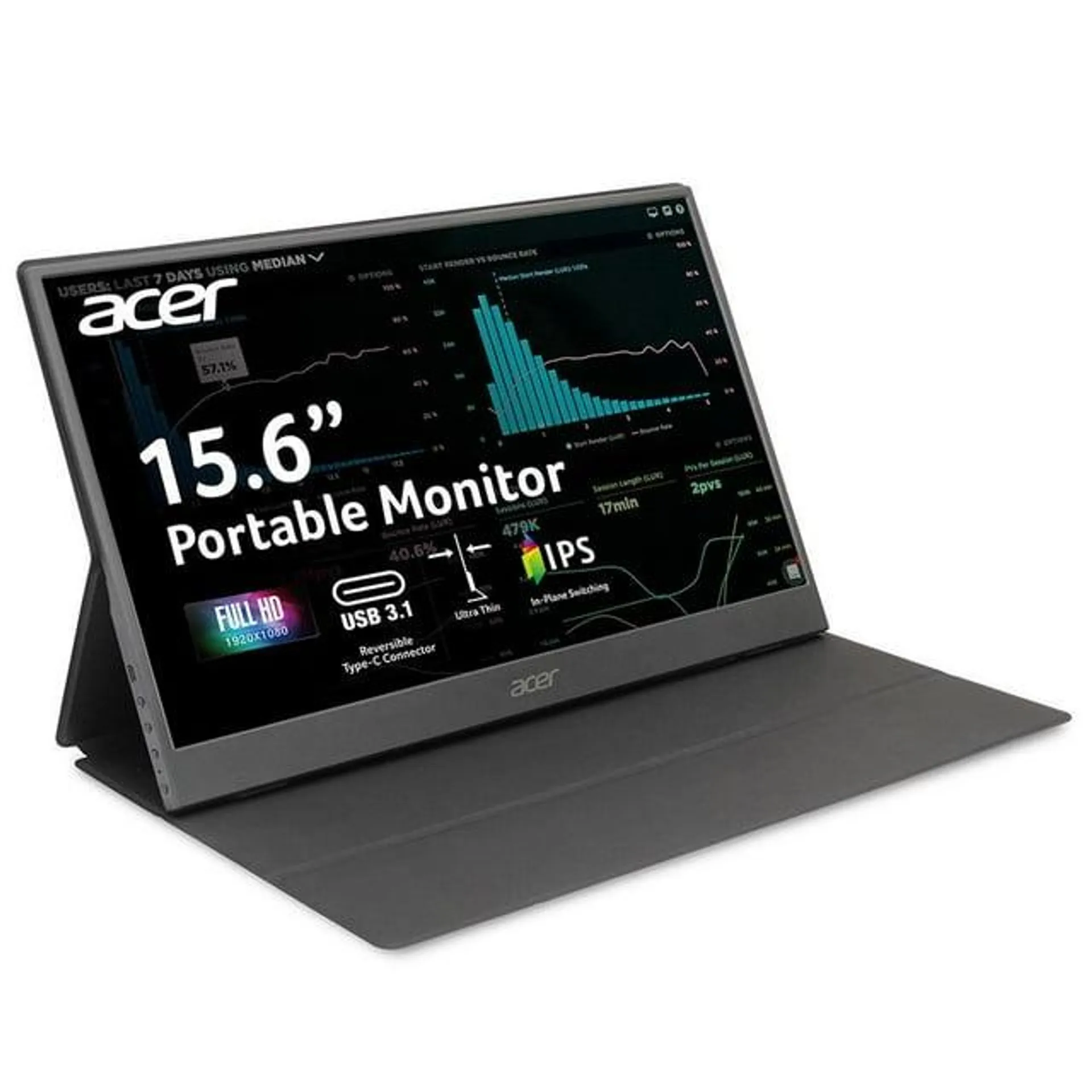 Acer 15.6" Portable Monitor, Full HD (1920x1080), 60Hz, Black, PM161Q