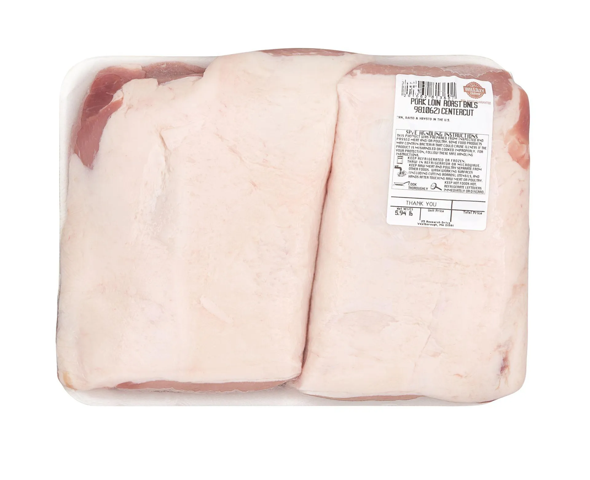 Wellsley Farms Boneless Fresh Pork Loin Center Cut Roast, 3.75-4.5 lb